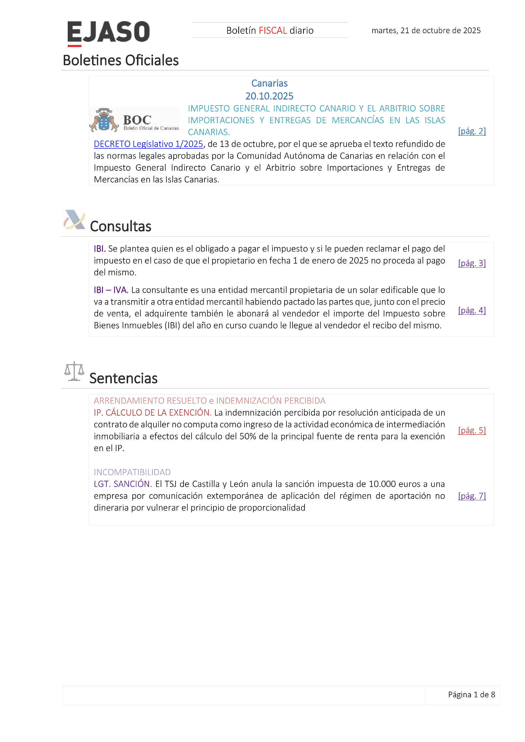 Boletín fiscal 21/10/2025