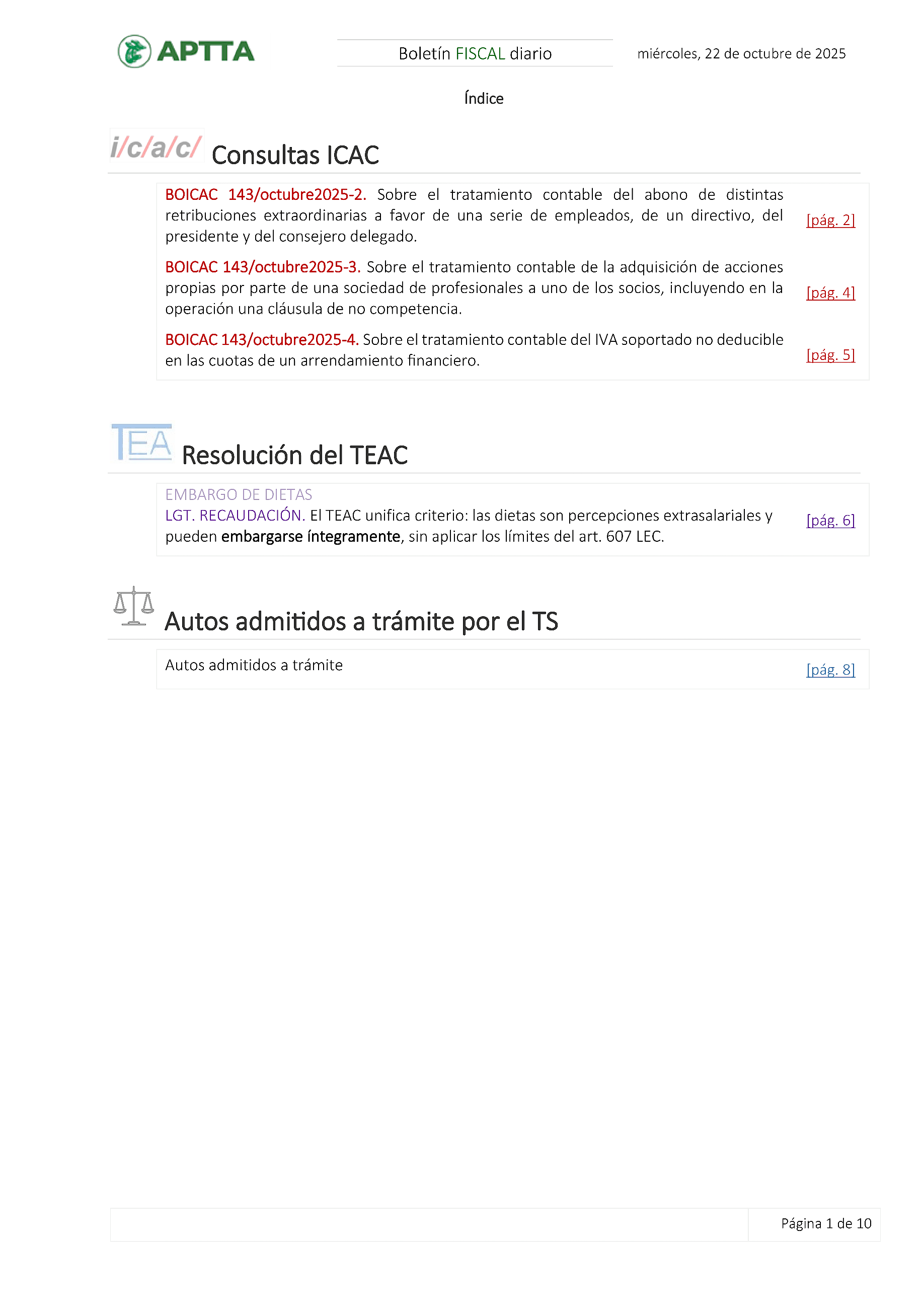 Boletín fiscal 22/10/2025
