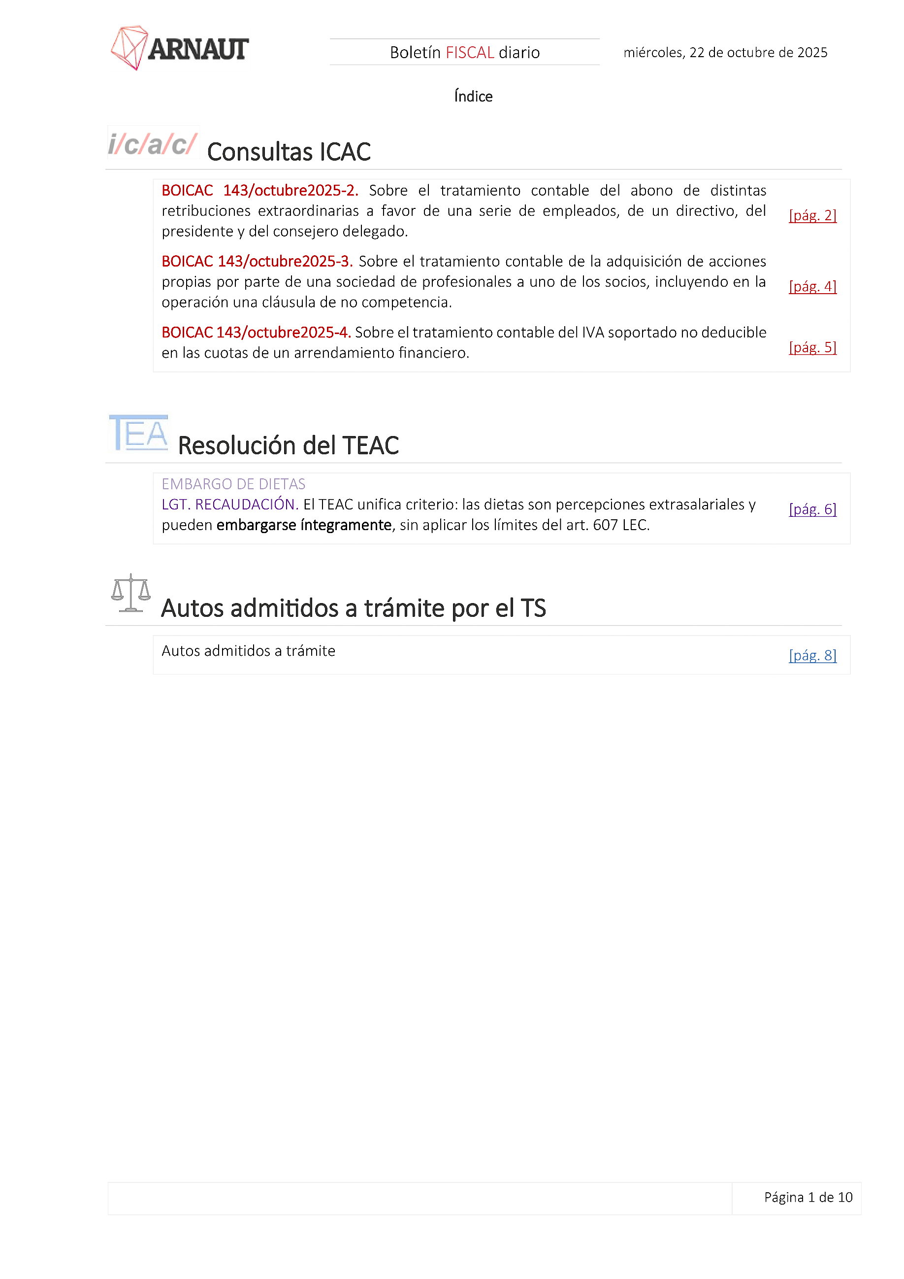 Boletín fiscal 22/10/2025