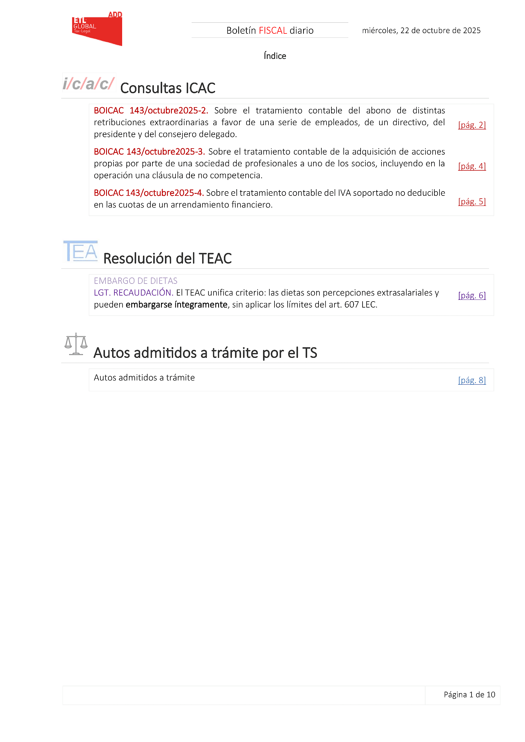 Boletín fiscal 22/10/2025