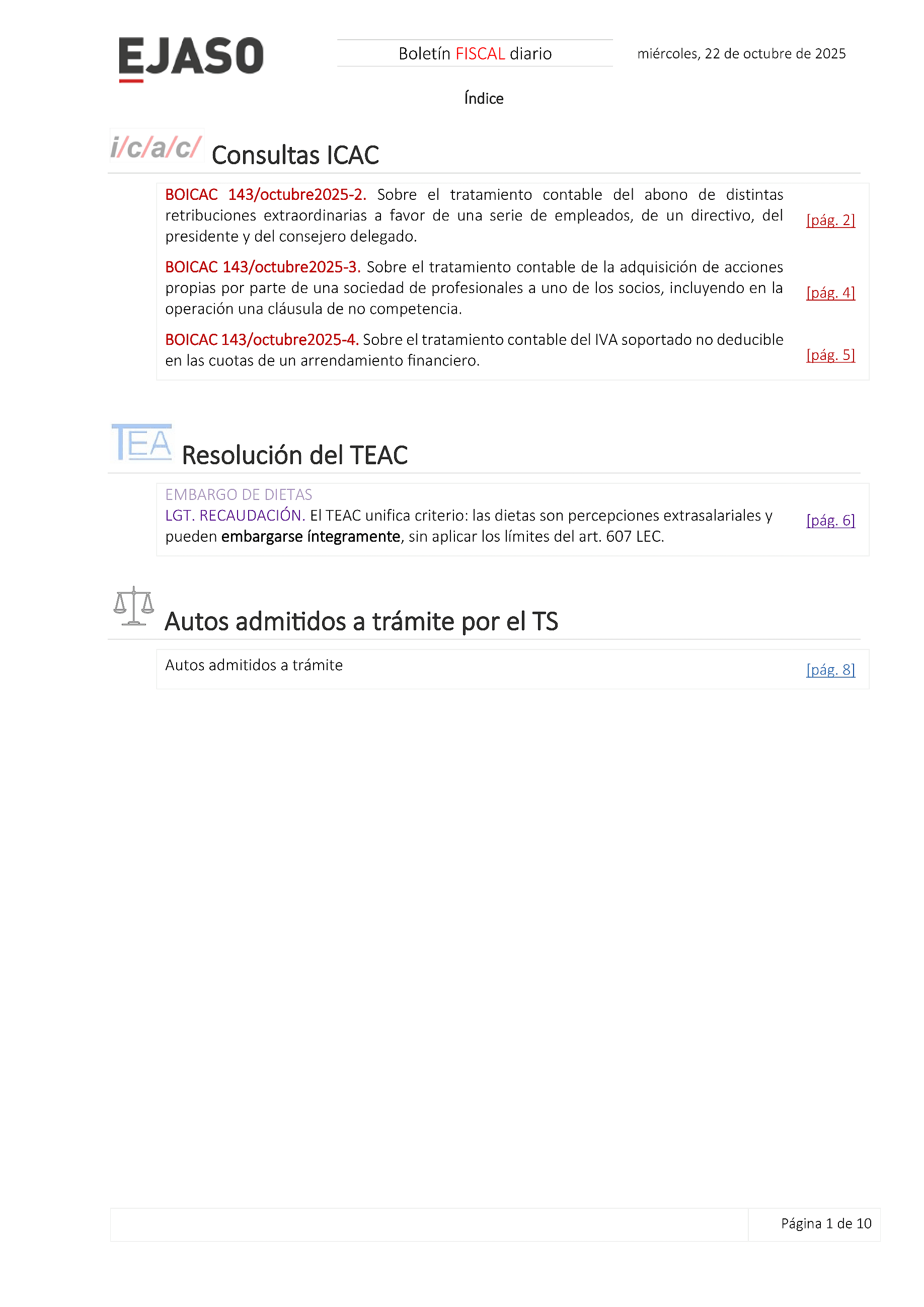Boletín fiscal 22/10/2025