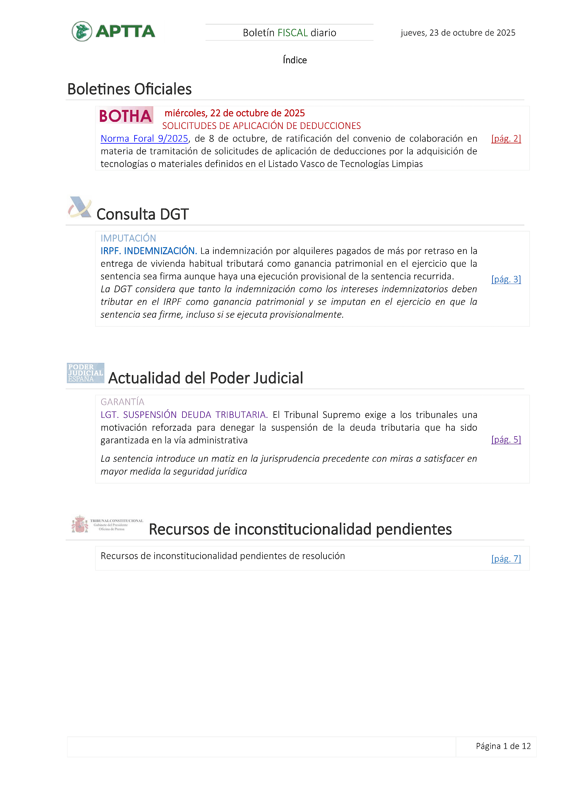 Boletín fiscal 23/10/2025