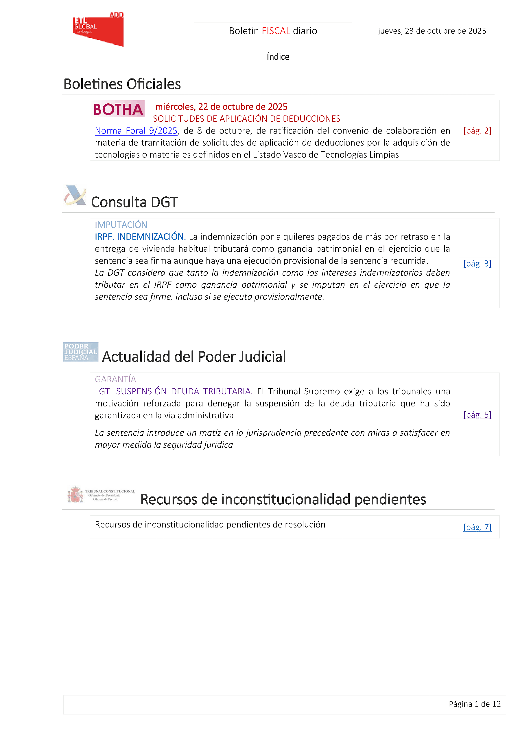Boletín fiscal 23/10/2025