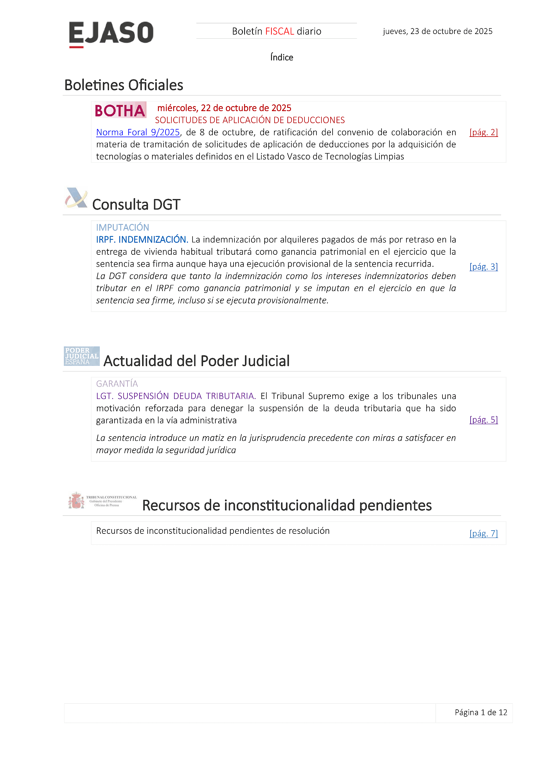 Boletín fiscal 23/10/2025