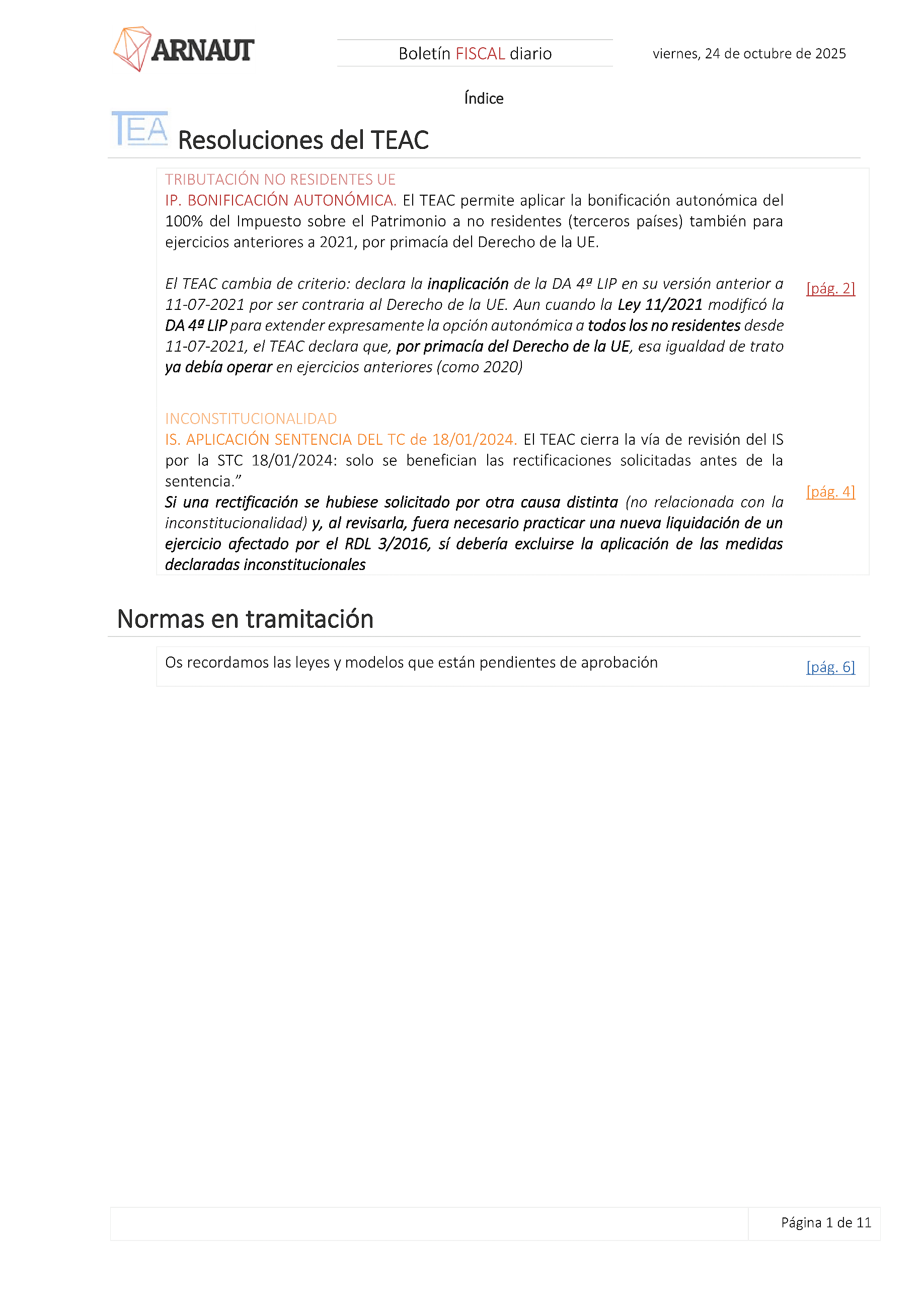 Boletín fiscal 24/10/2025