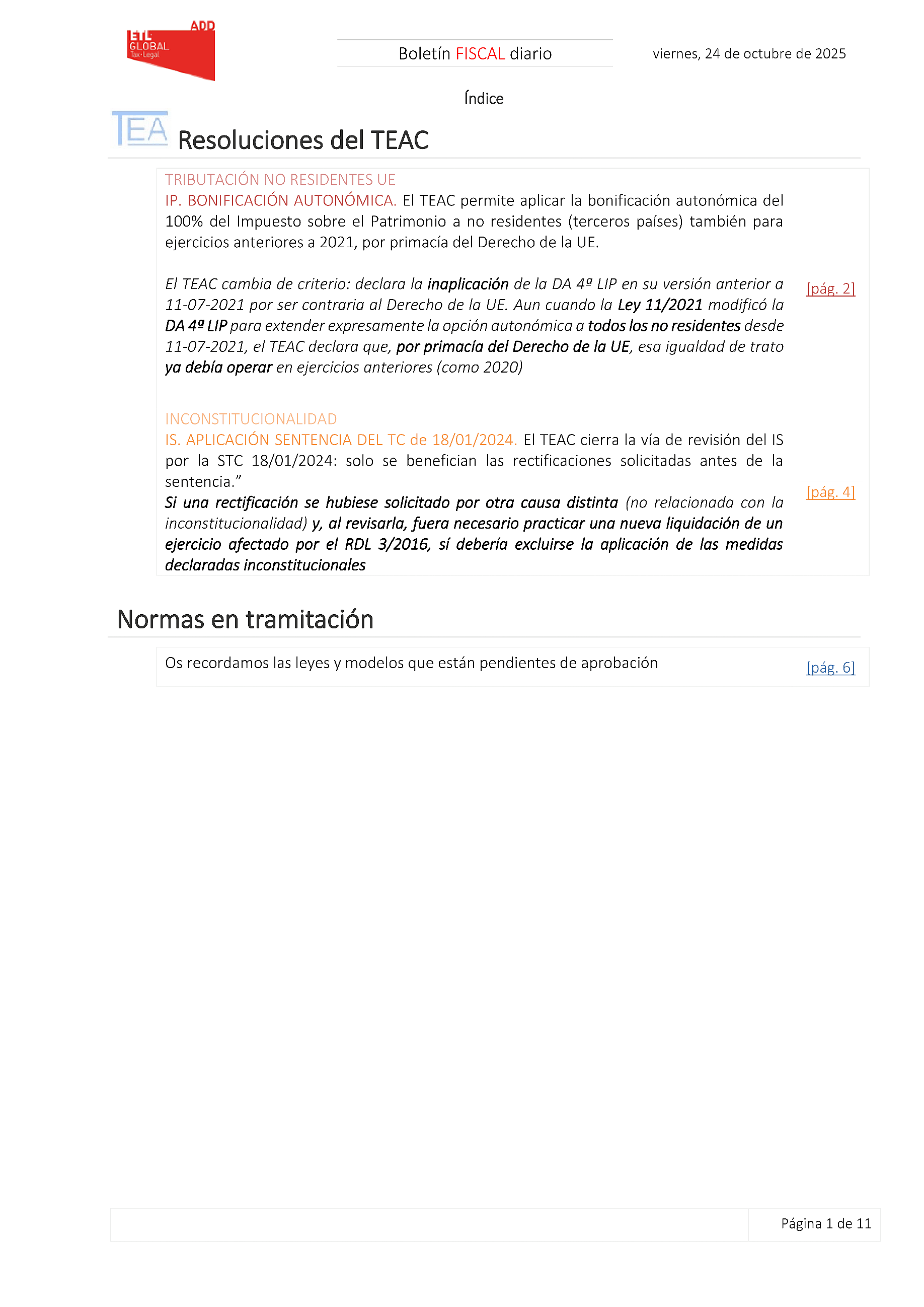 Boletín fiscal 24/10/2025