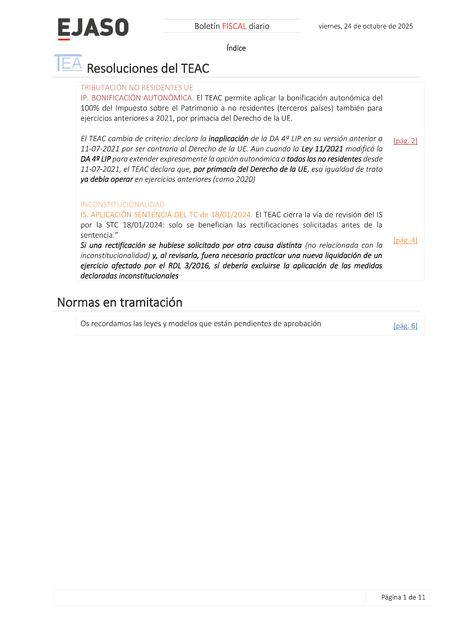 Boletín fiscal 24/10/2025