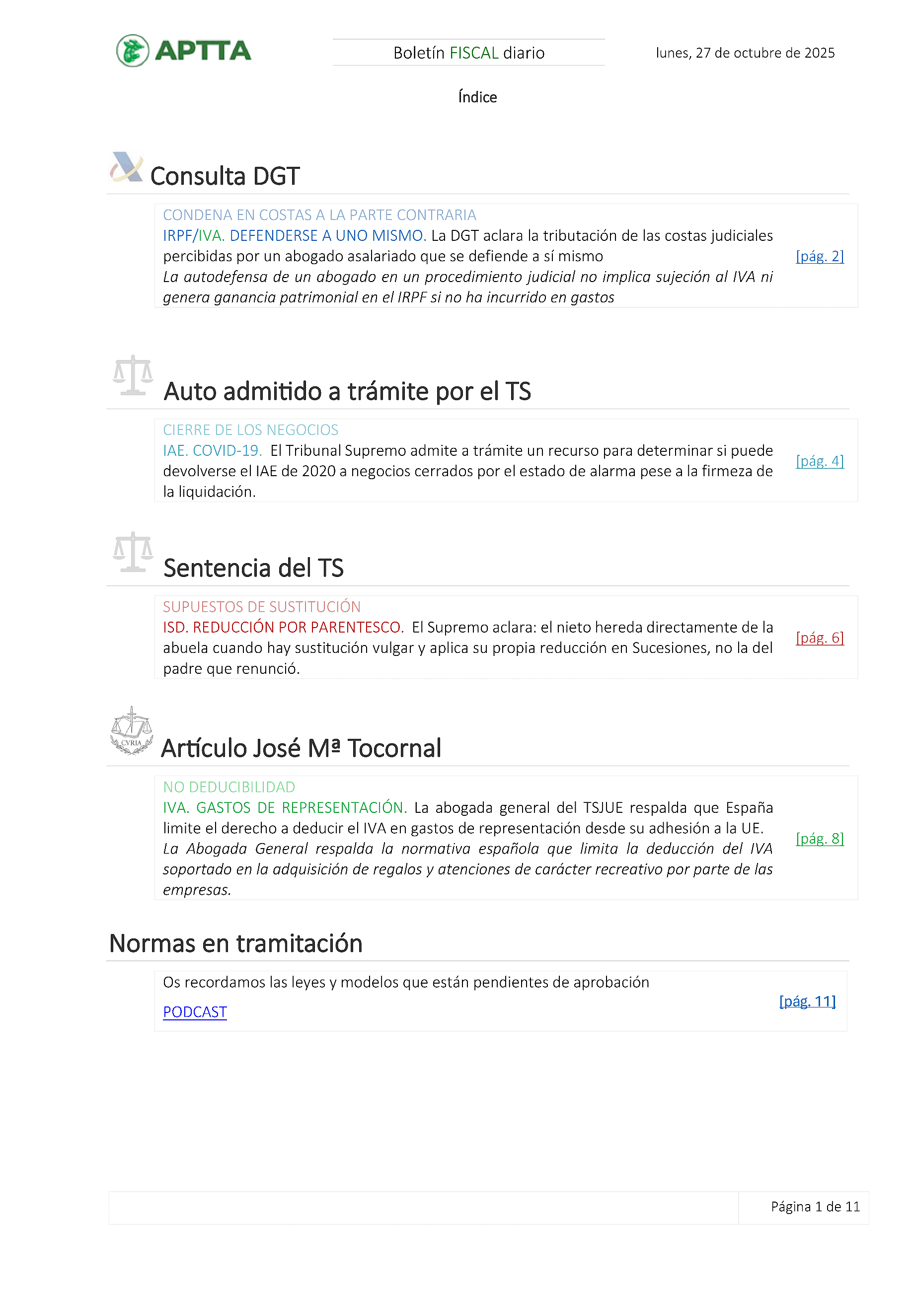 Boletín fiscal 27/10/2025