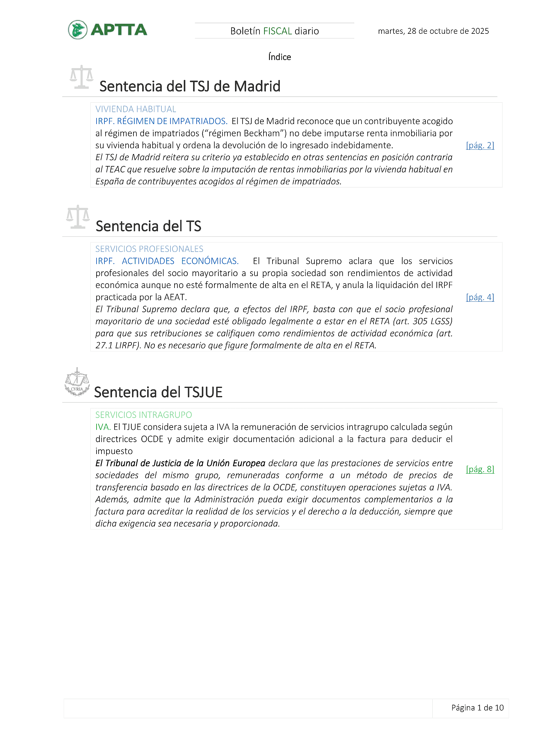 Boletín fiscal 28/10/2025
