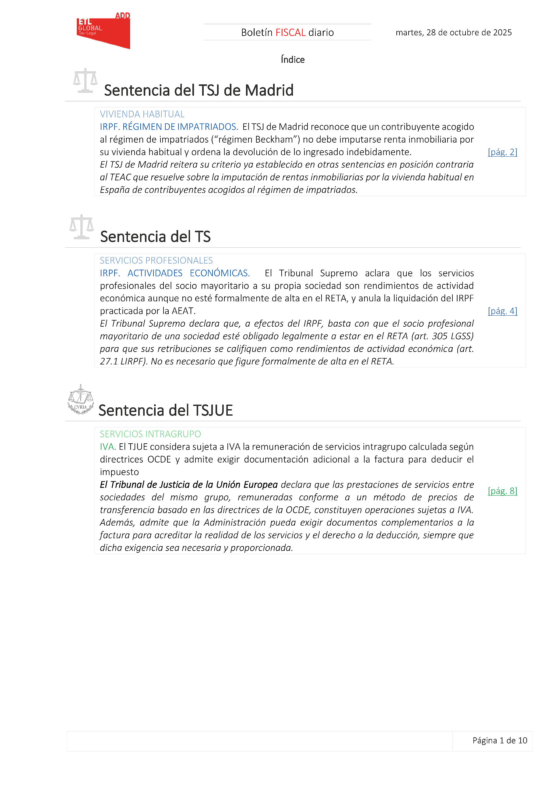 Boletín fiscal 28/10/2025