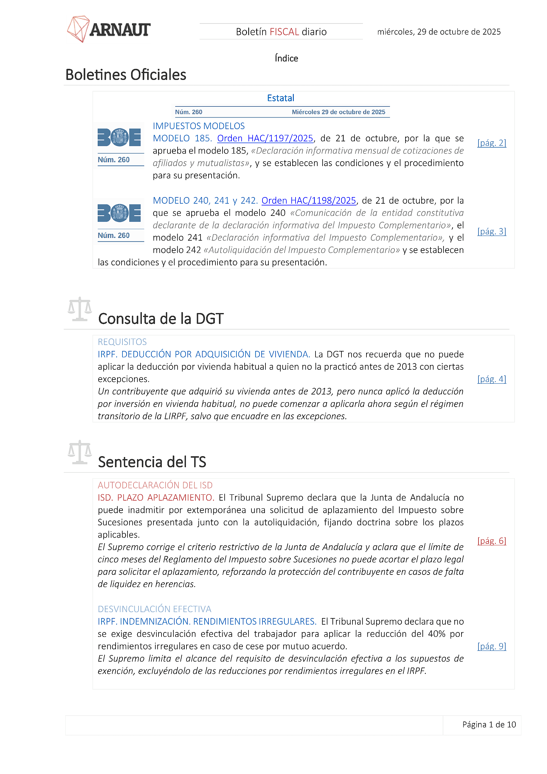 Boletín fiscal 29/10/2025