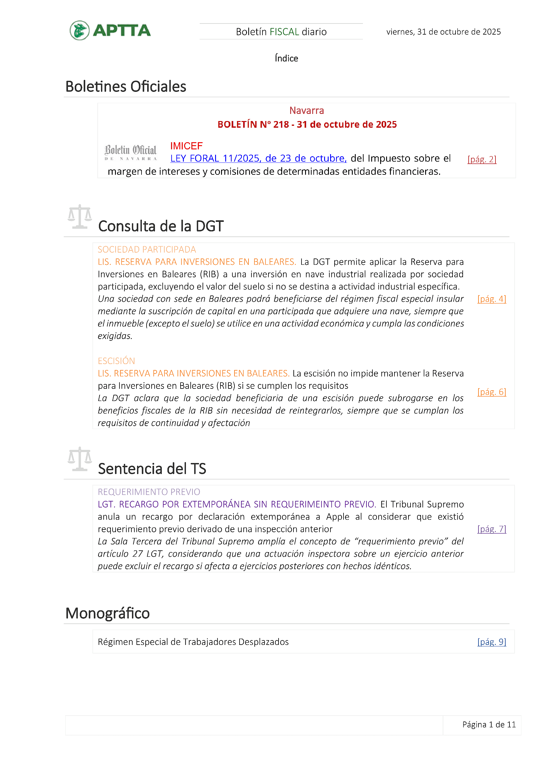 Boletín fiscal 31/10/2025