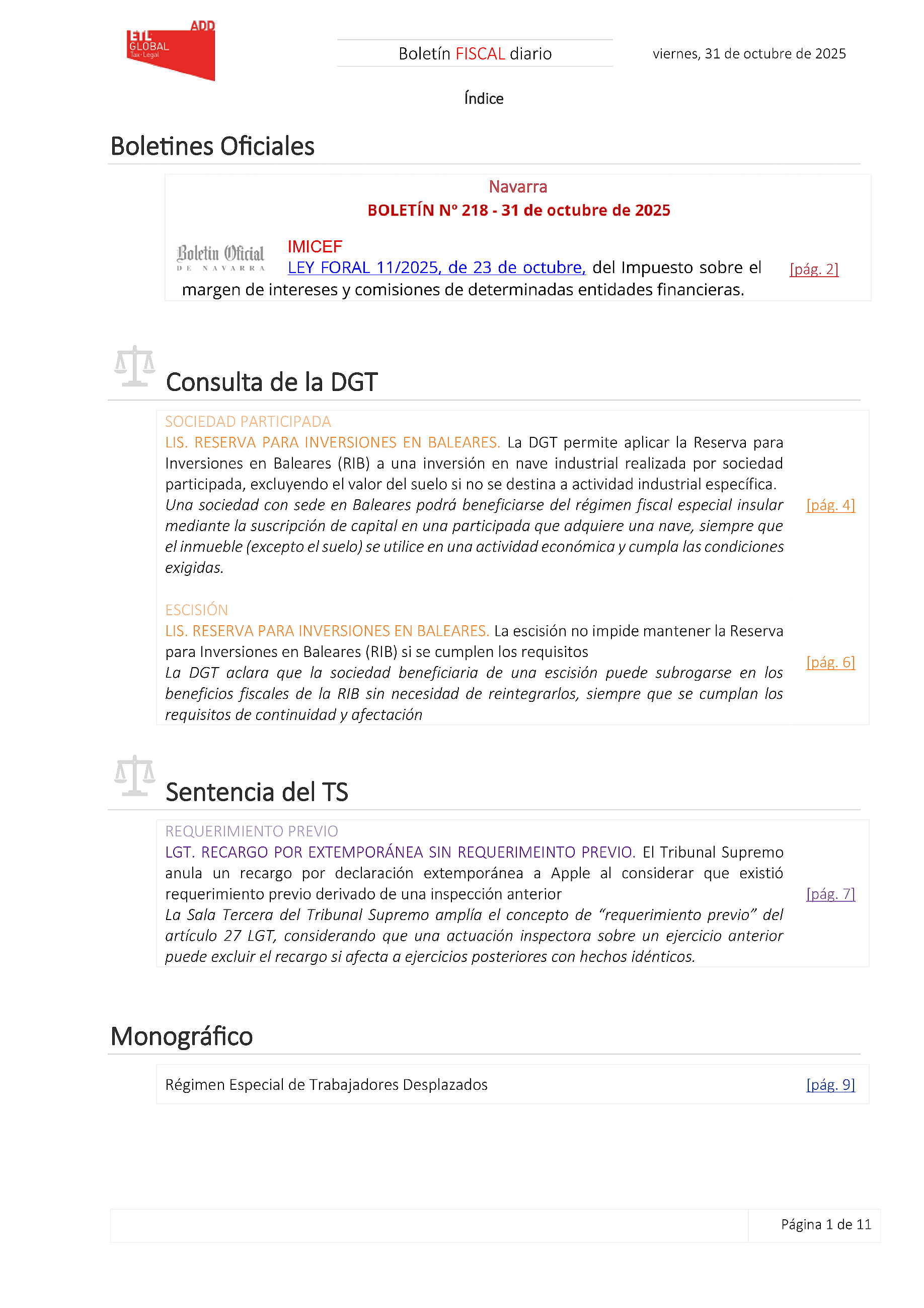 Boletín fiscal 31/10/2025