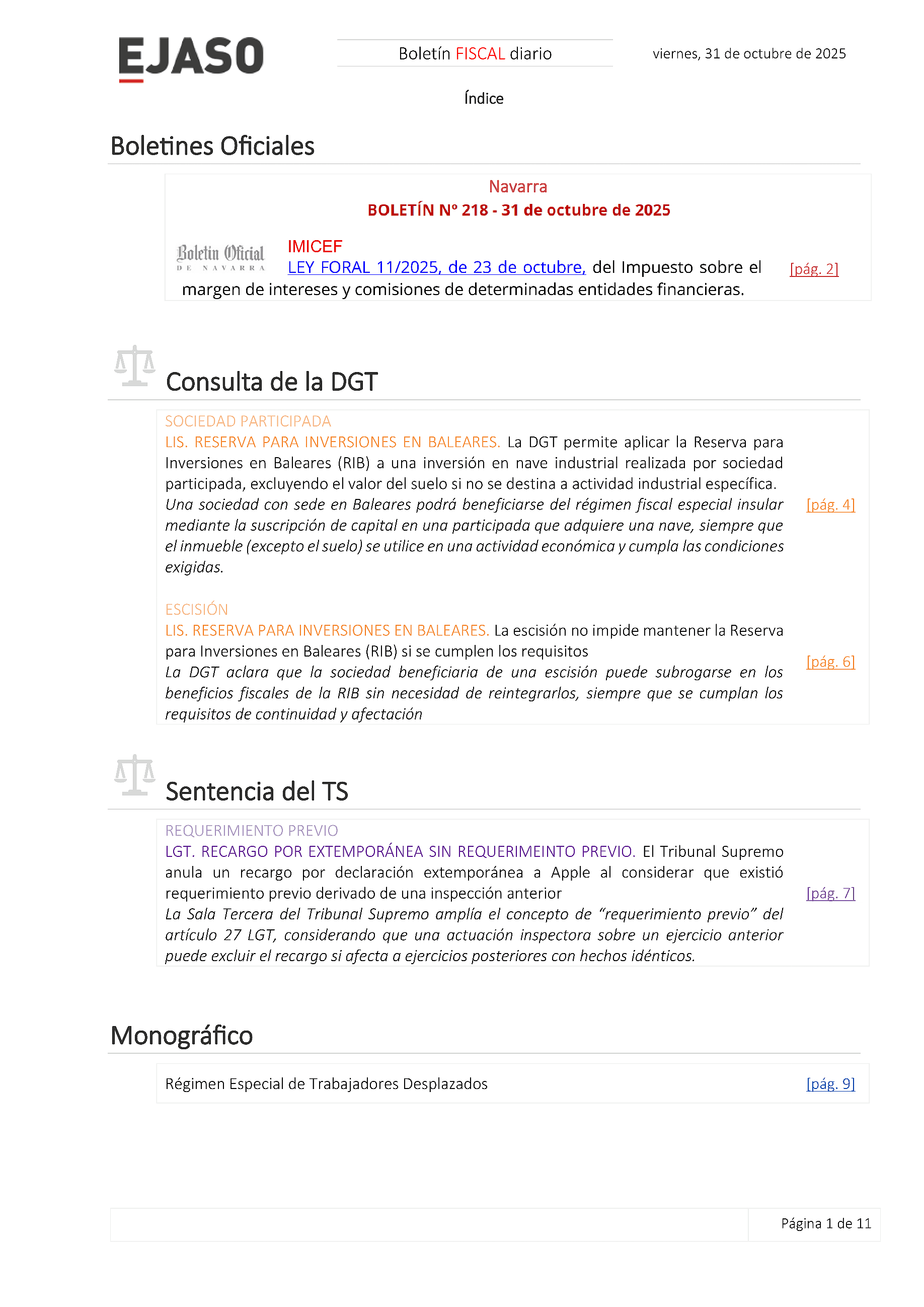 Boletín fiscal 31/10/2025