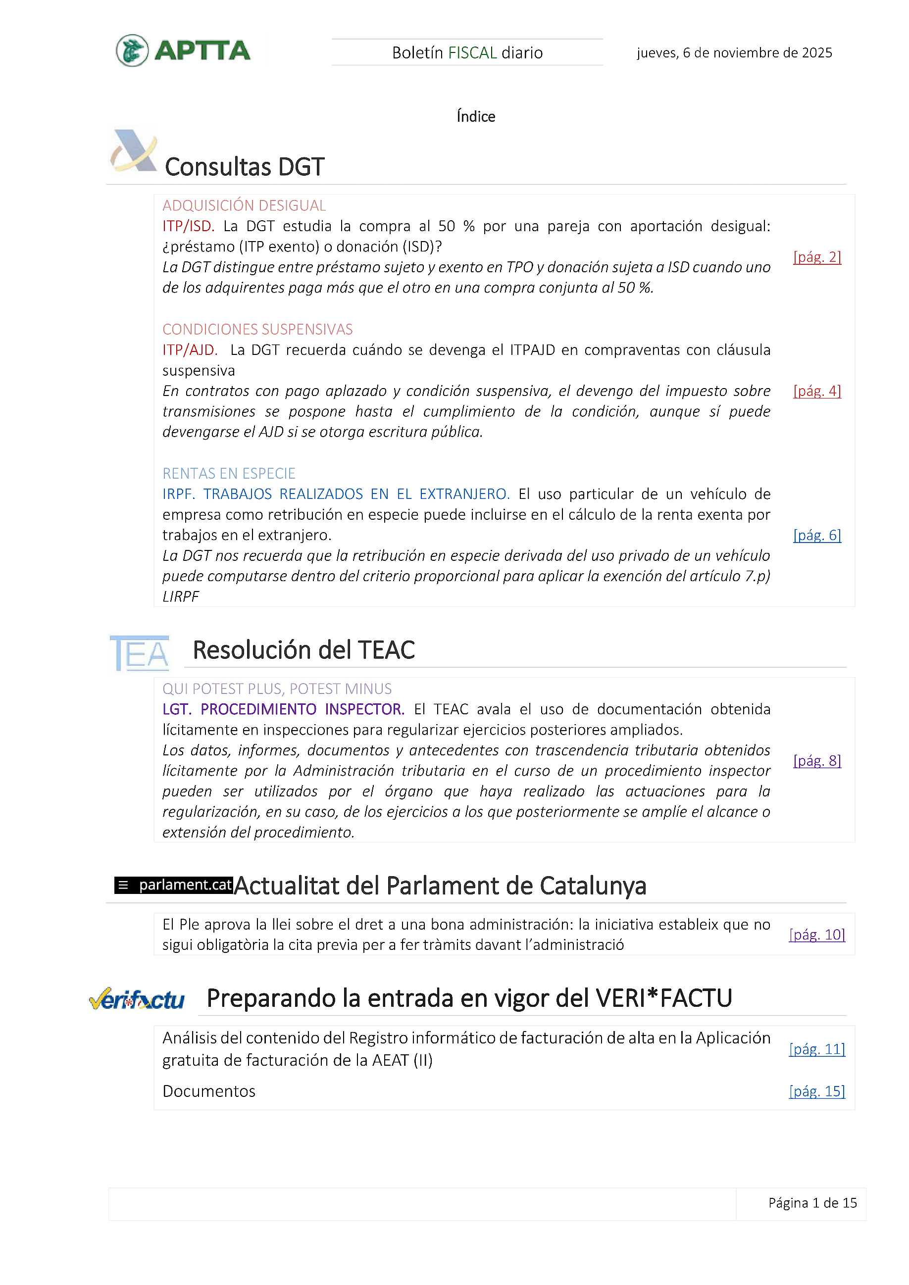Boletín fiscal 06/11/2025