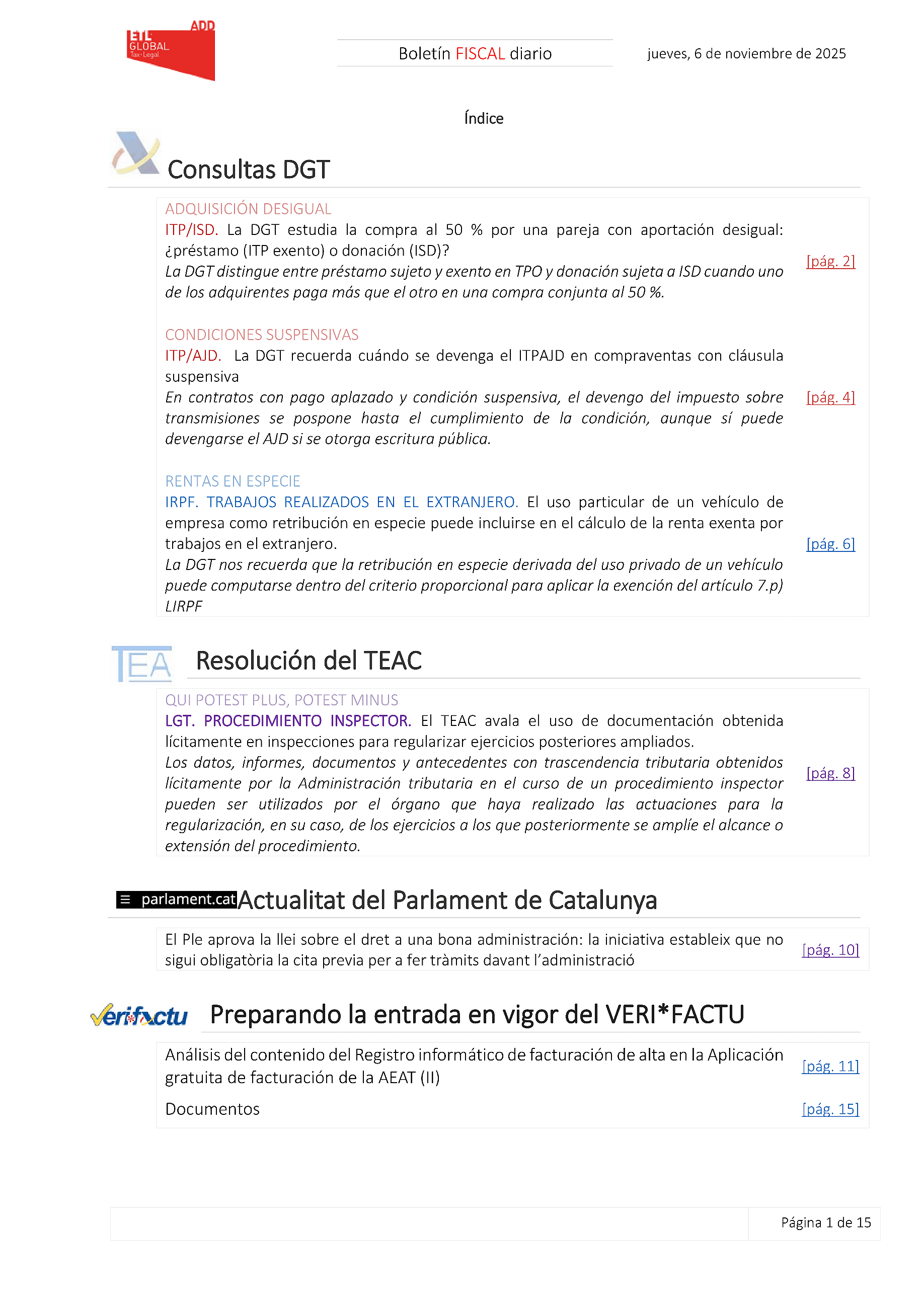 Boletín fiscal 06/11/2025