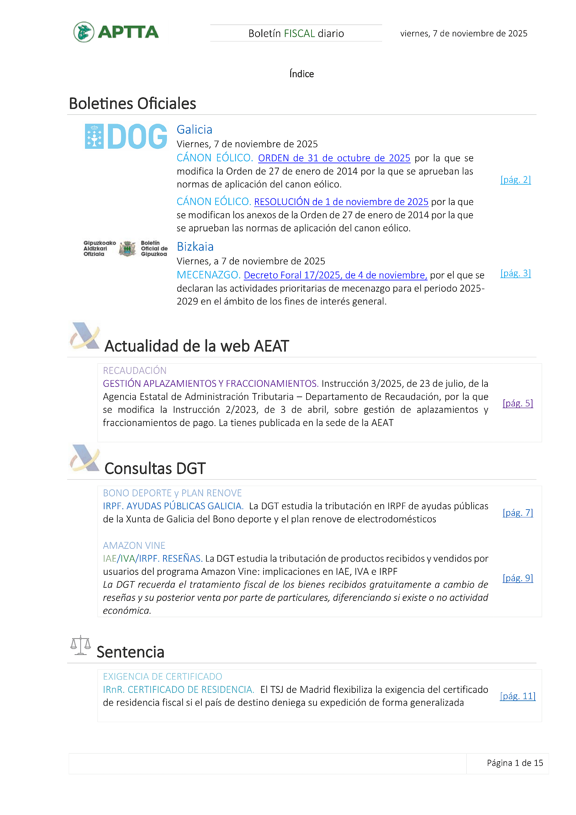 Boletín fiscal 07/11/2025