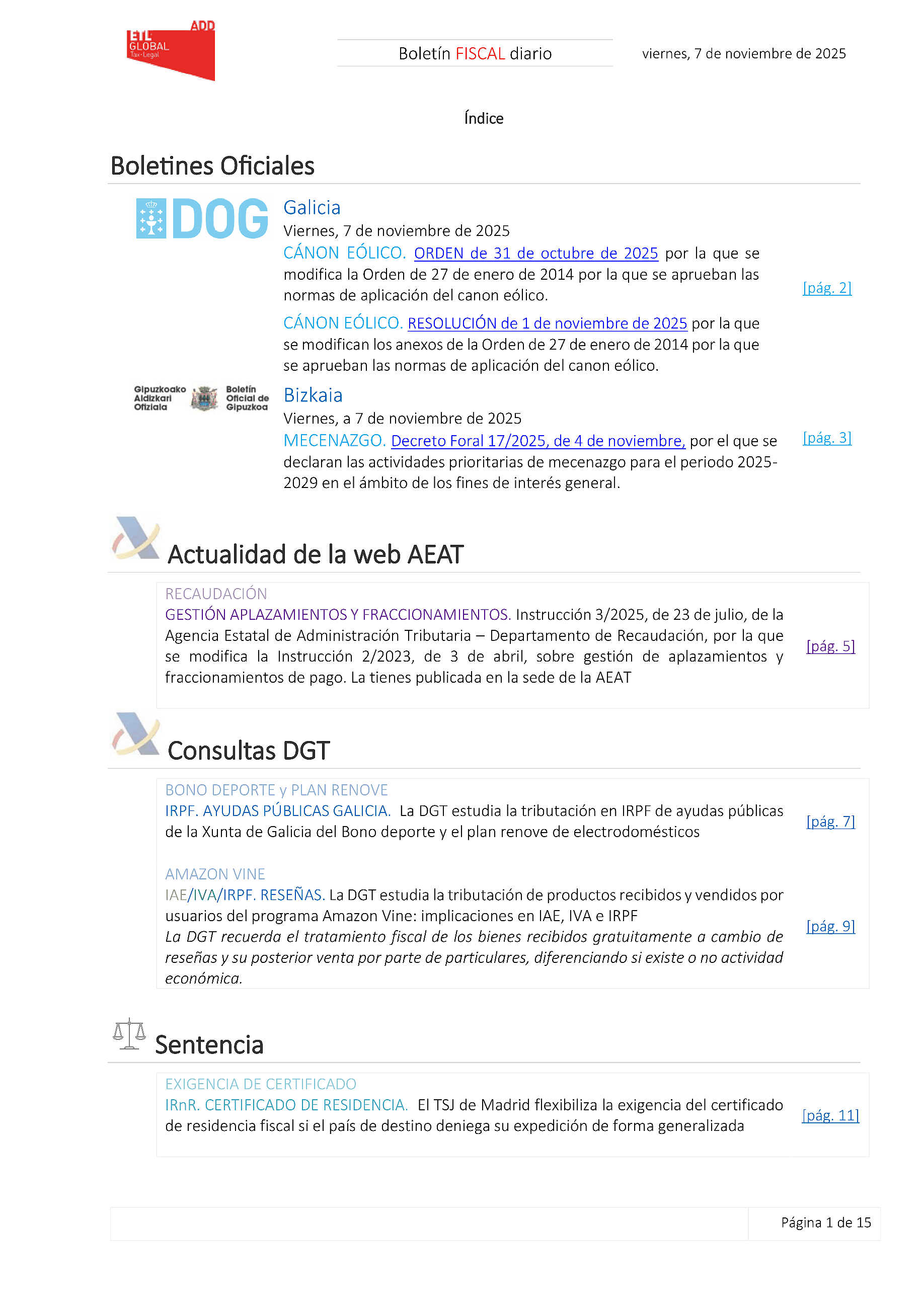 Boletín fiscal 07/11/2025