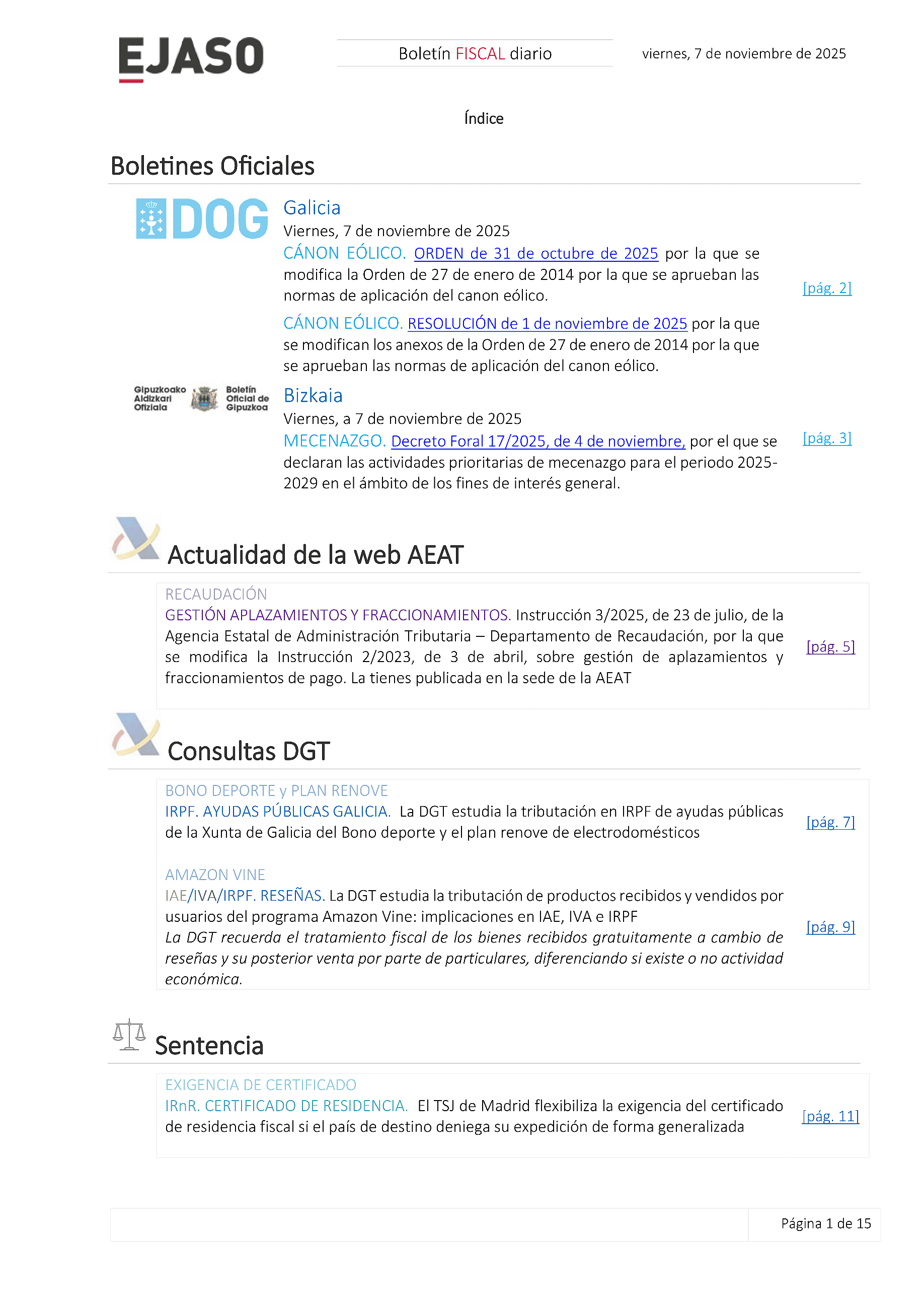 Boletín fiscal 07/11/2025