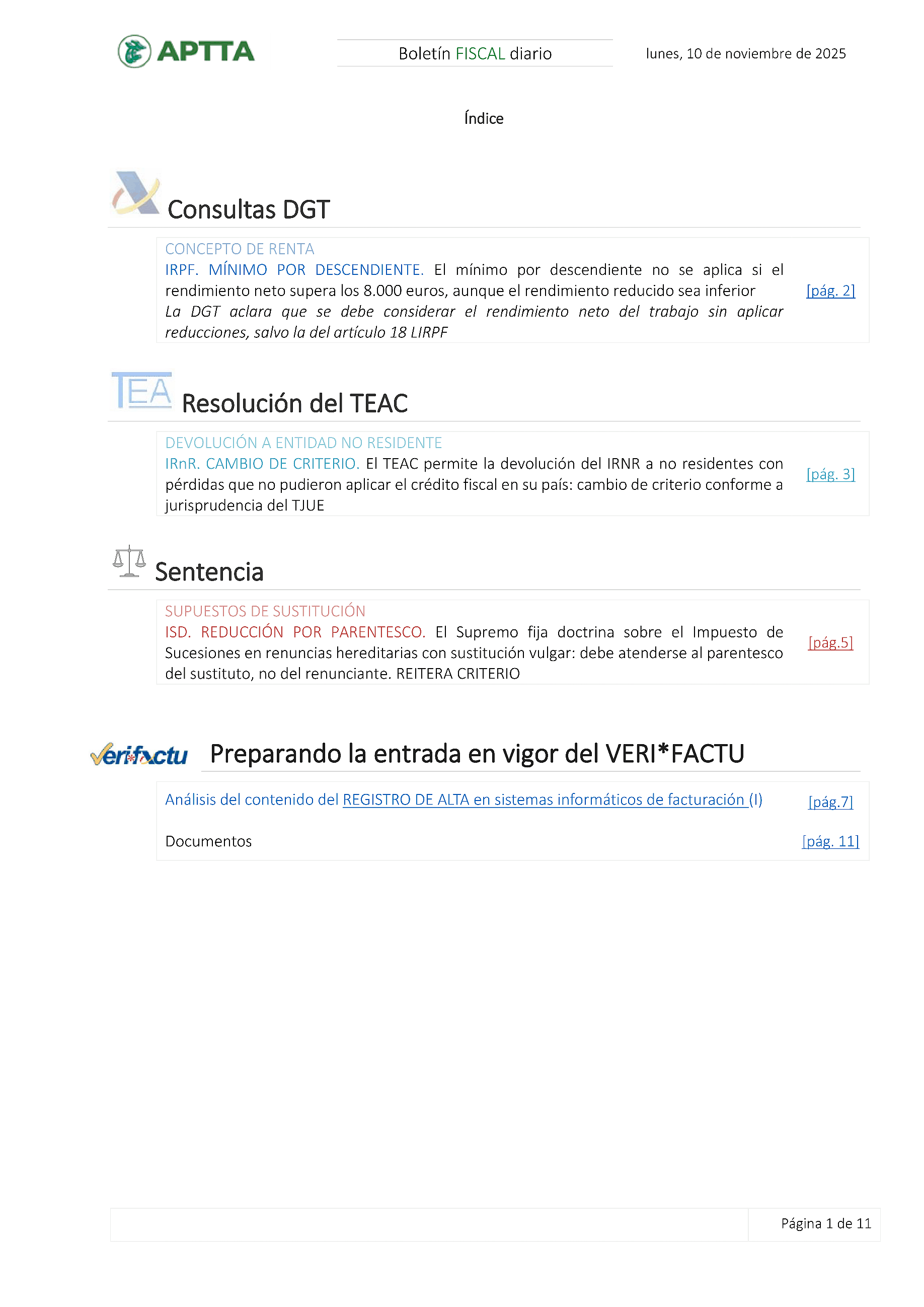 Boletín fiscal 10/11/2025