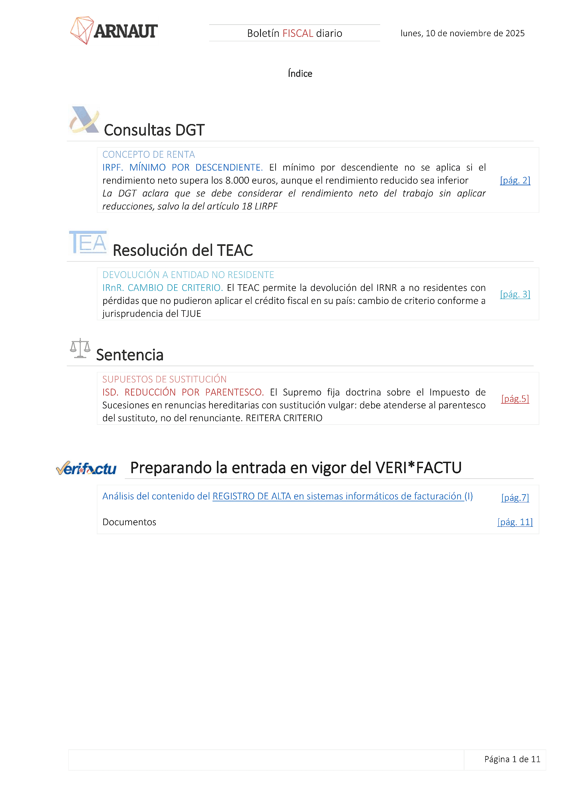 Boletín fiscal 10/11/2025