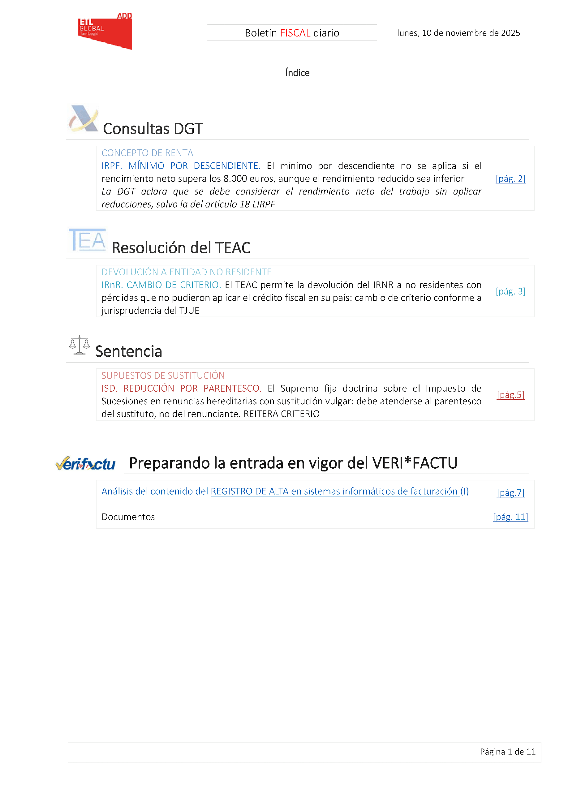 Boletín fiscal 10/11/2025