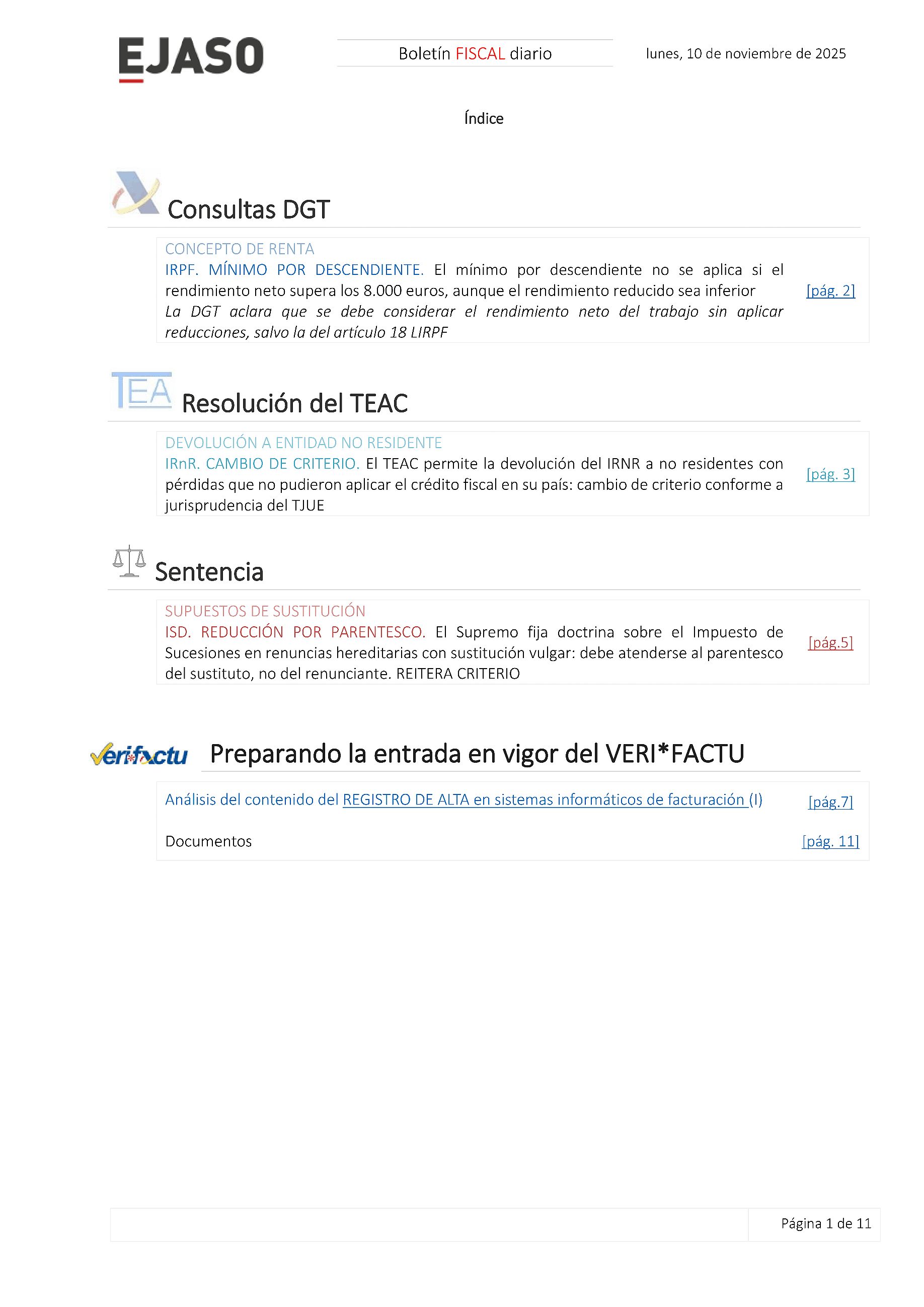 Boletín fiscal 10/11/2025