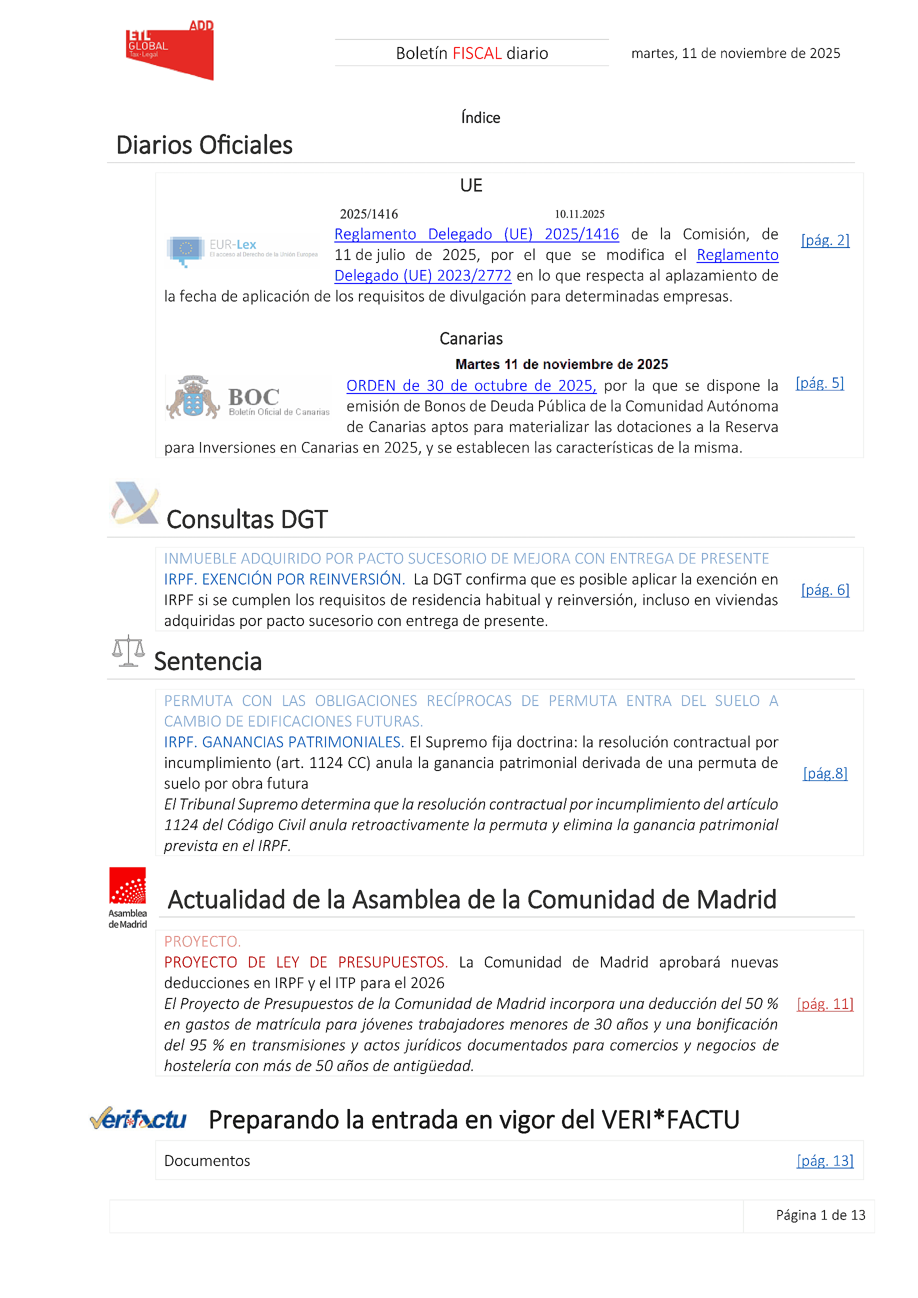 Boletín fiscal 11/11/2025