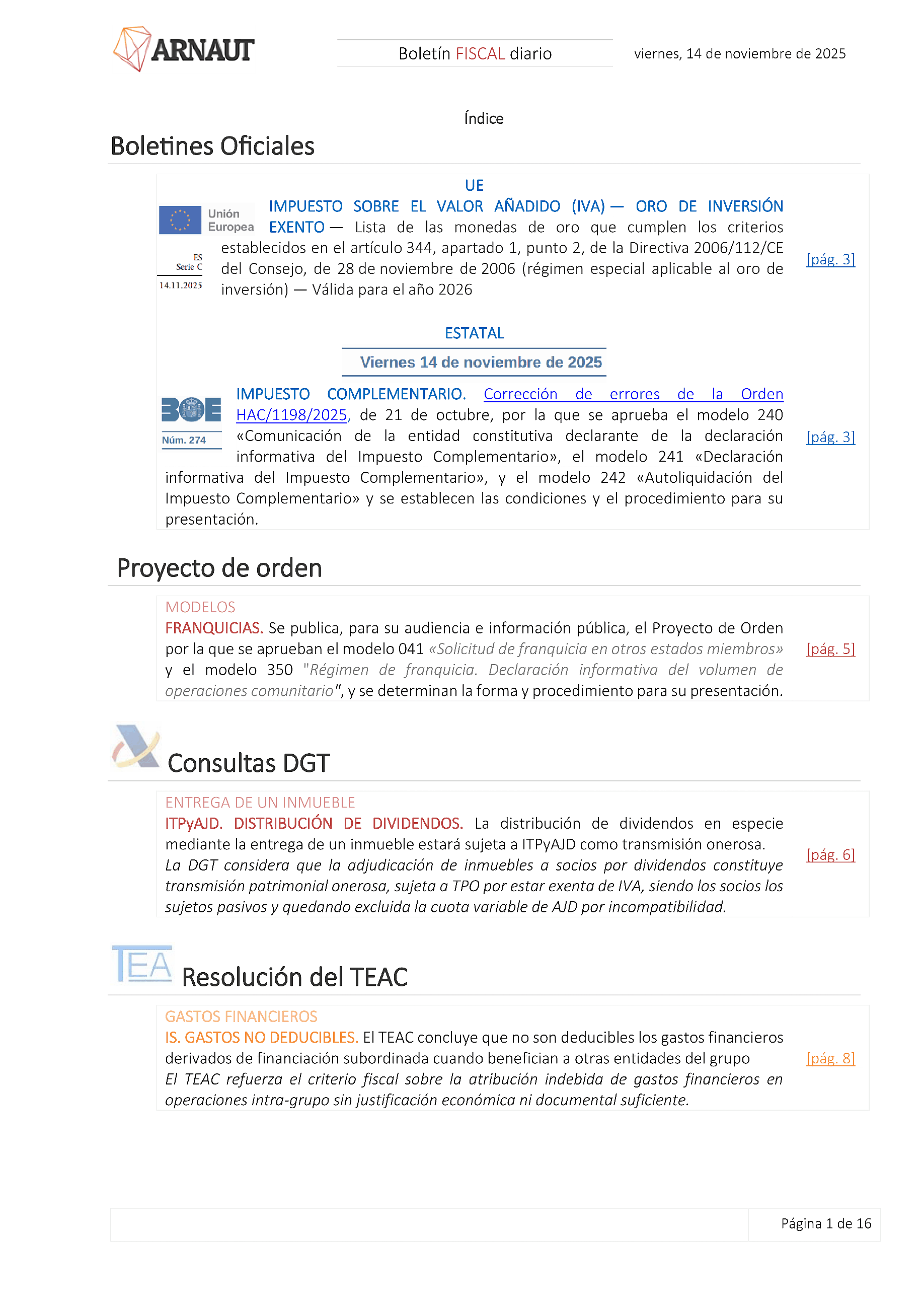 Boletín fiscal 14/11/2025