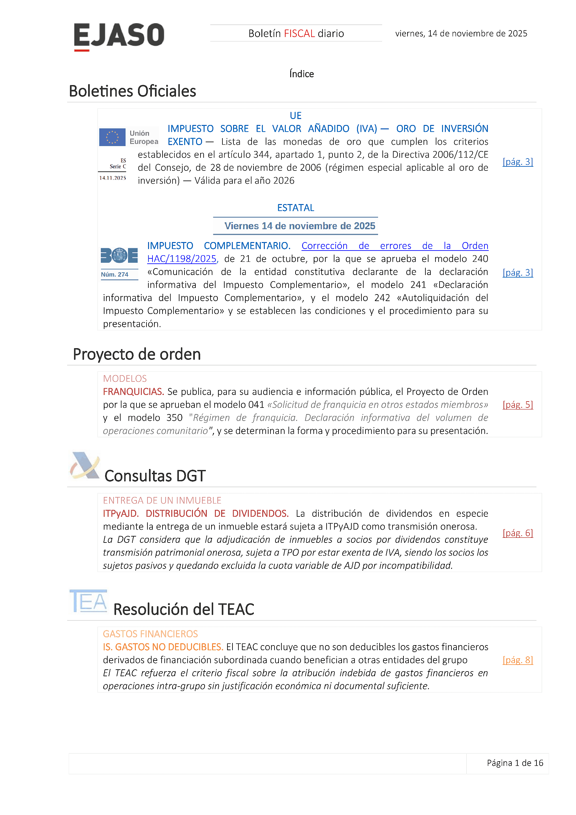 Boletín fiscal 14/11/2025