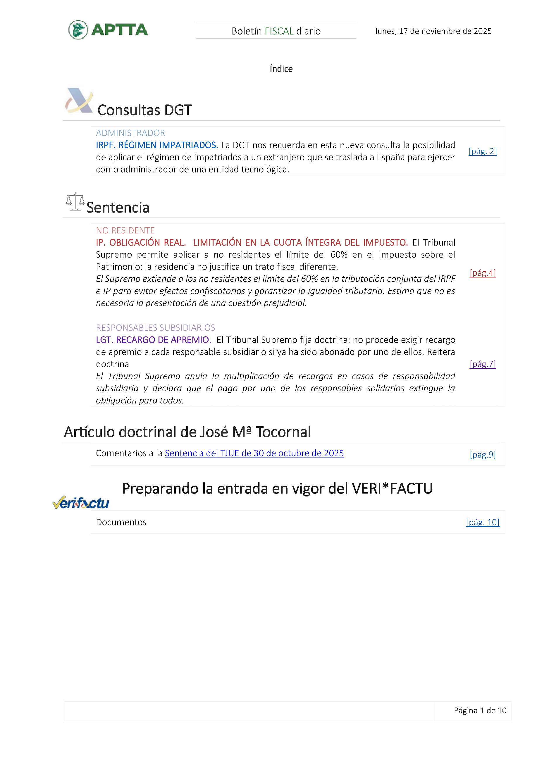 Boletín fiscal 17/11/2025