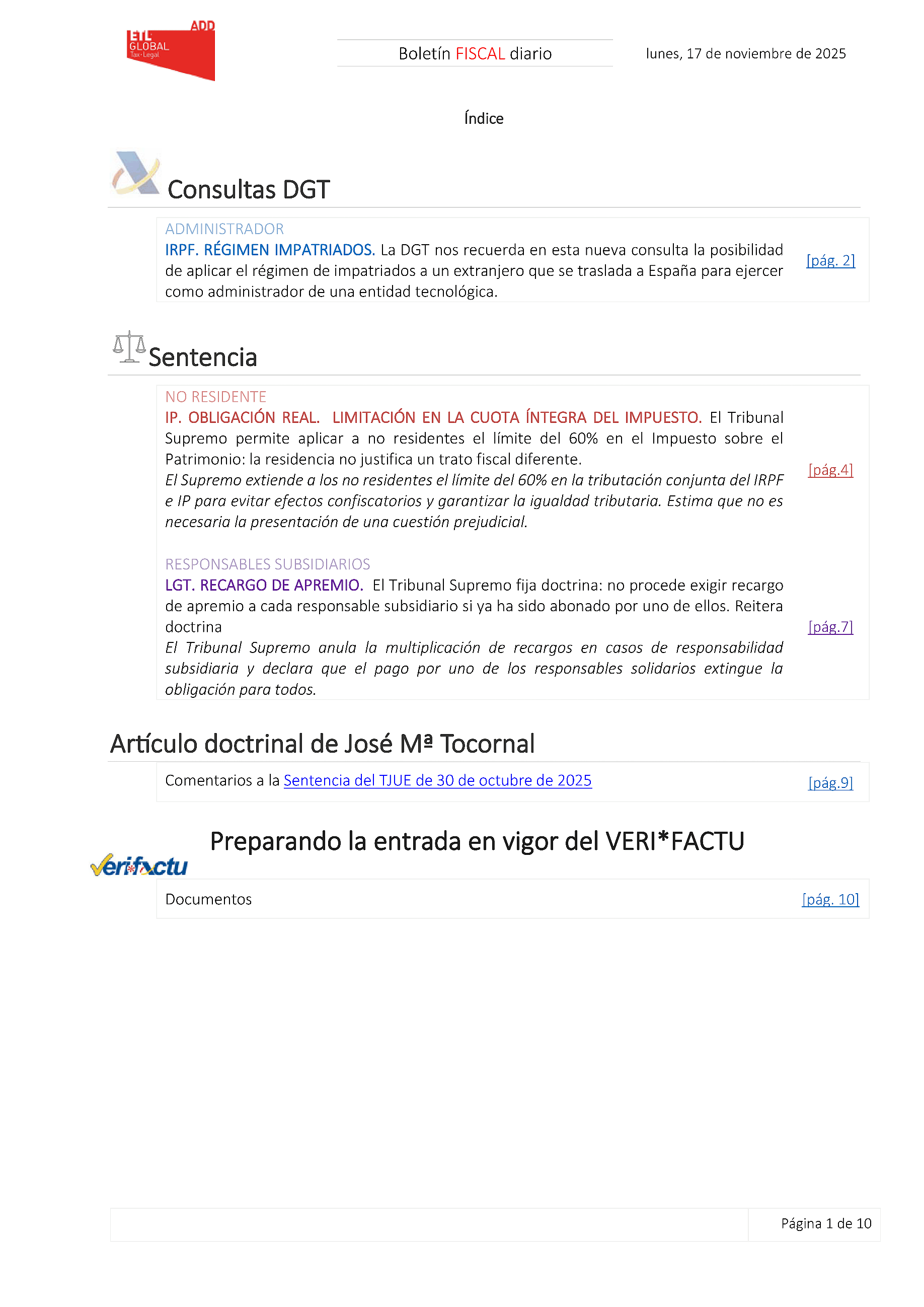 Boletín fiscal 17/11/2025