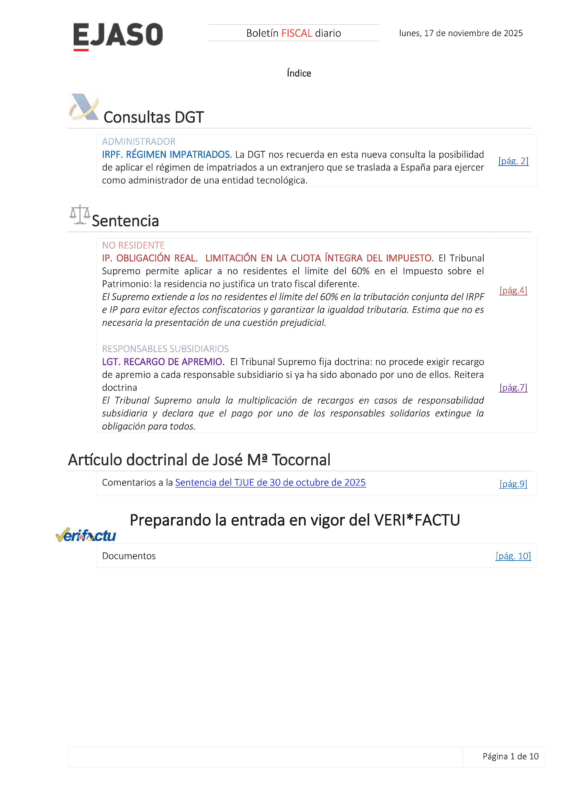 Boletín fiscal 17/11/2025