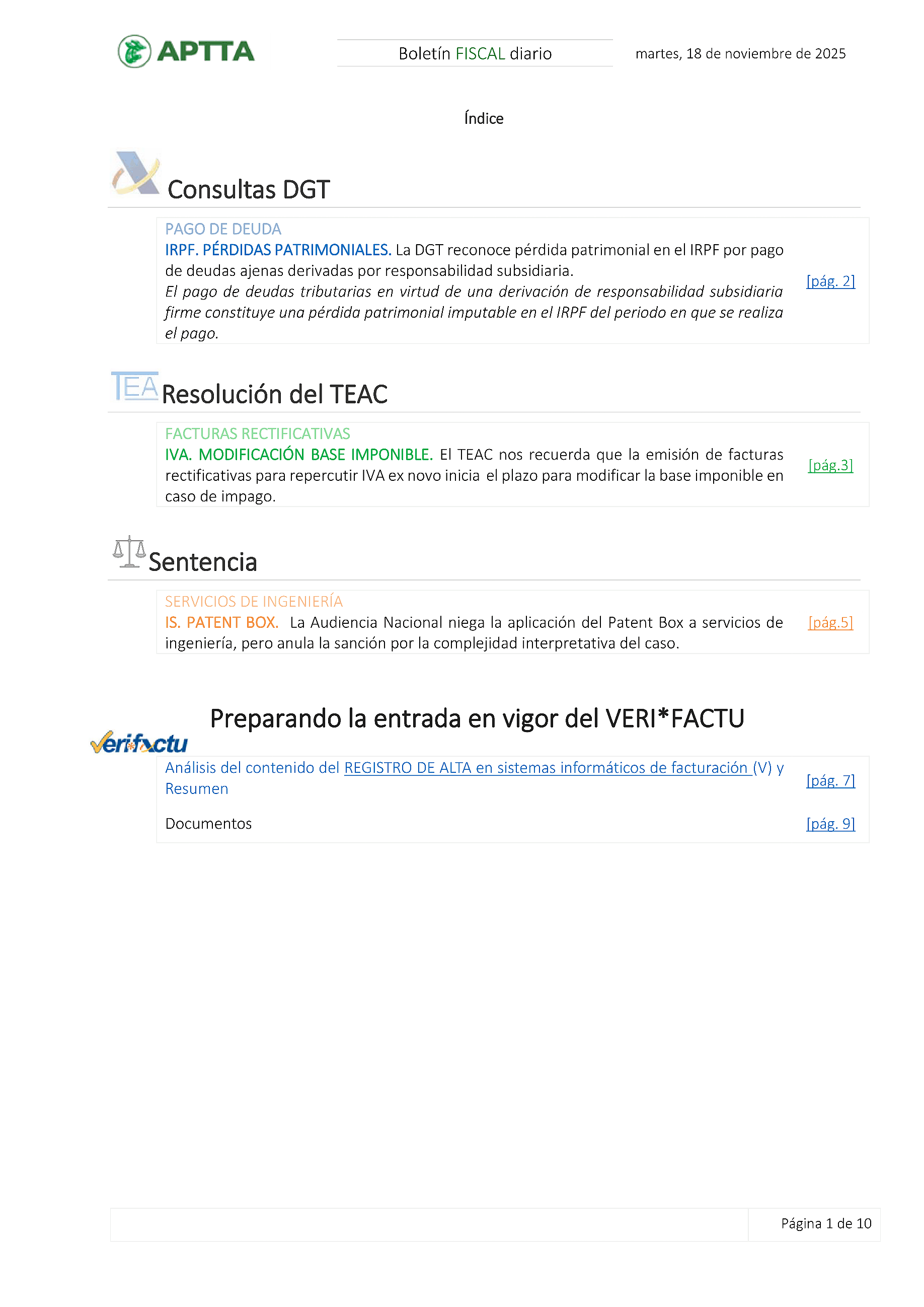 Boletín fiscal 18/11/2025