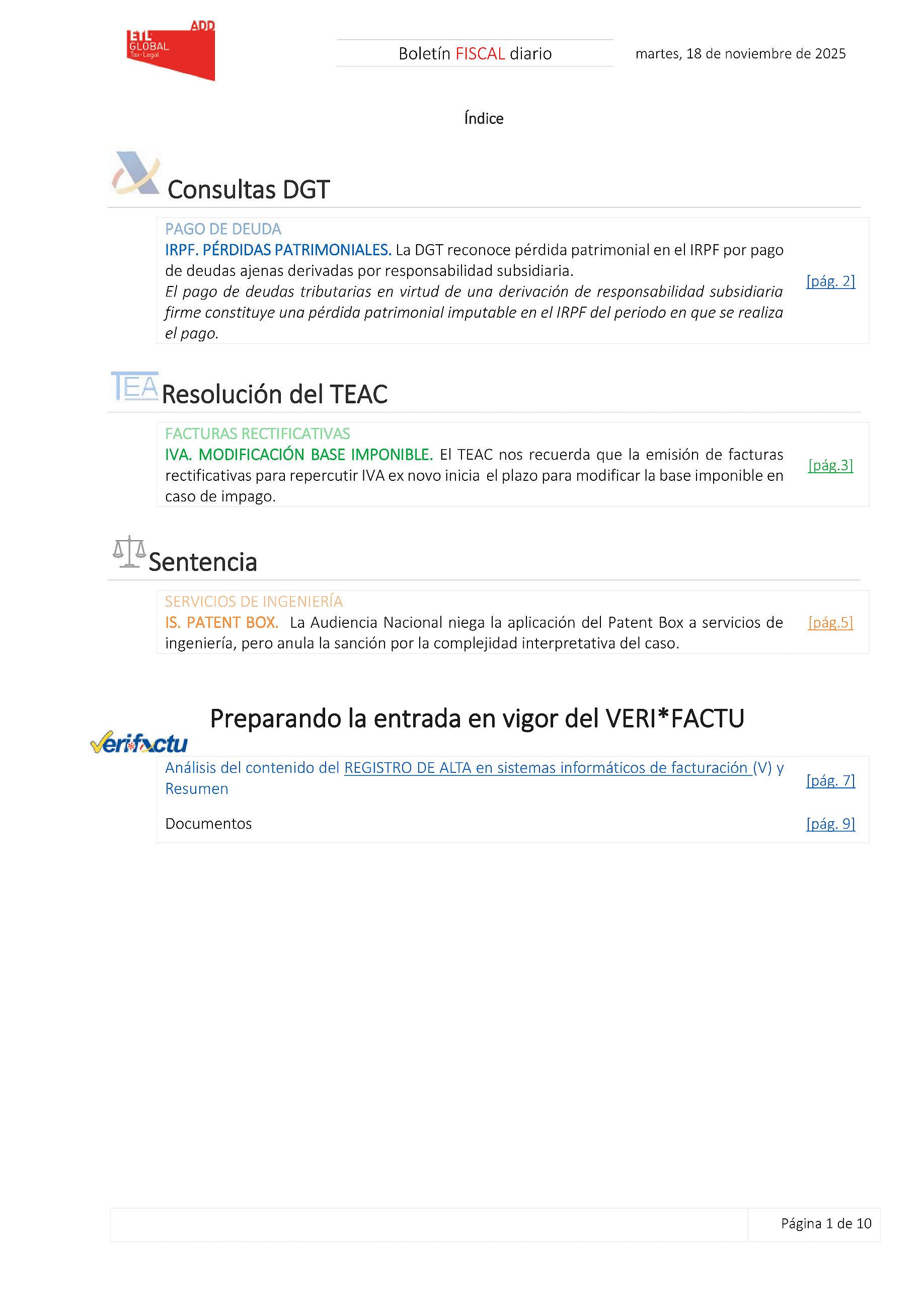 Boletín fiscal 18/11/2025