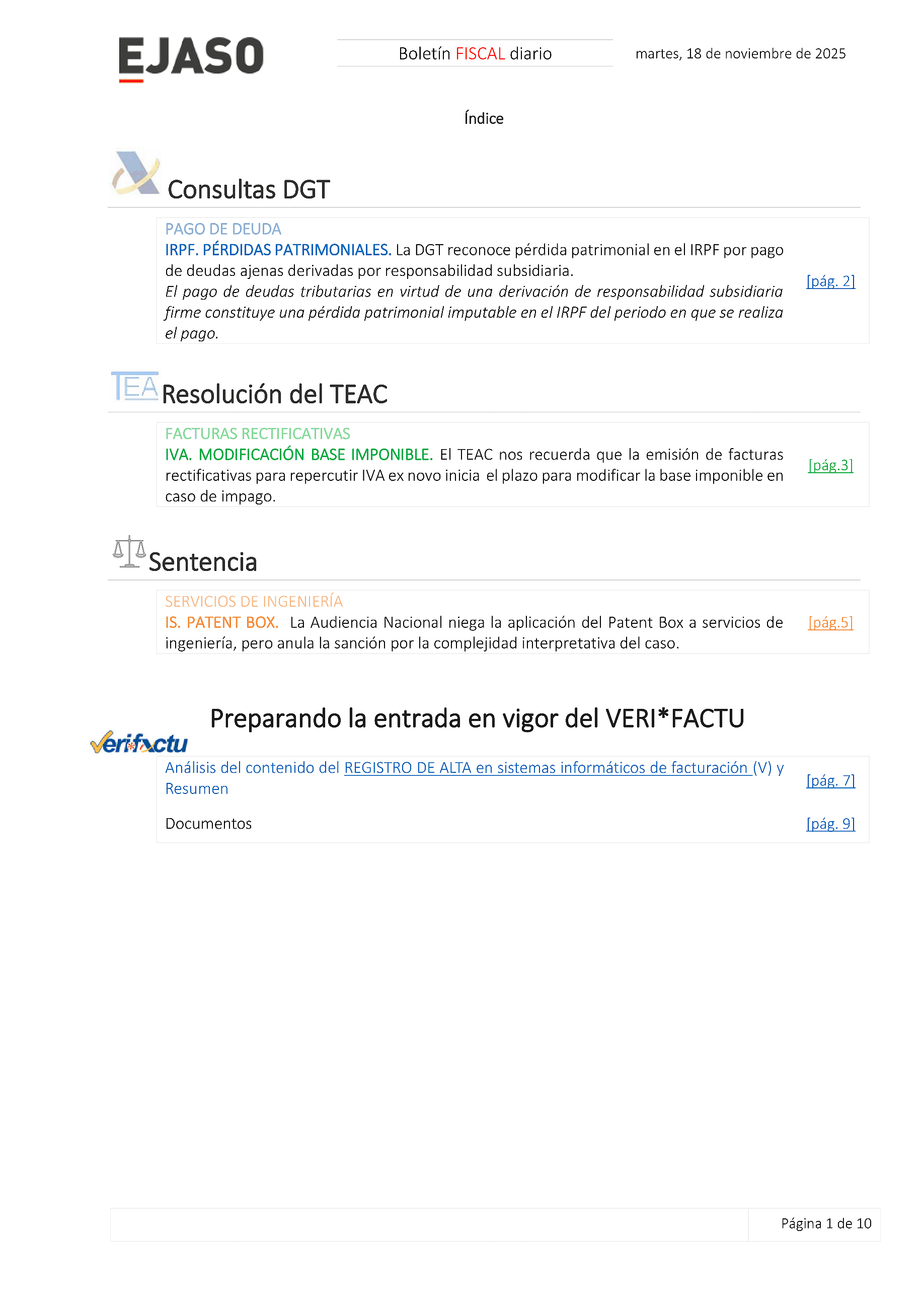 Boletín fiscal 18/11/2025