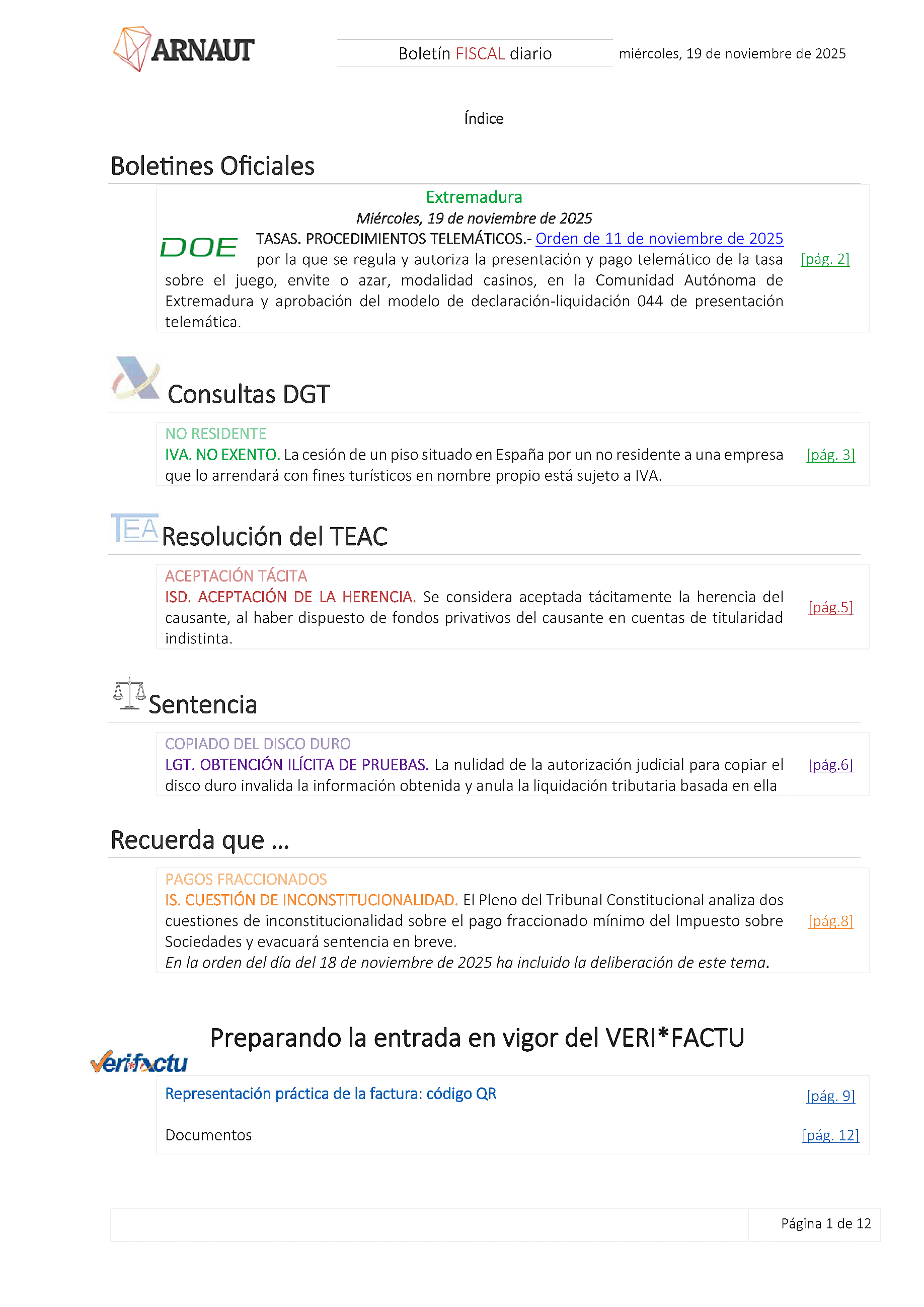 Boletín fiscal 19/11/2025