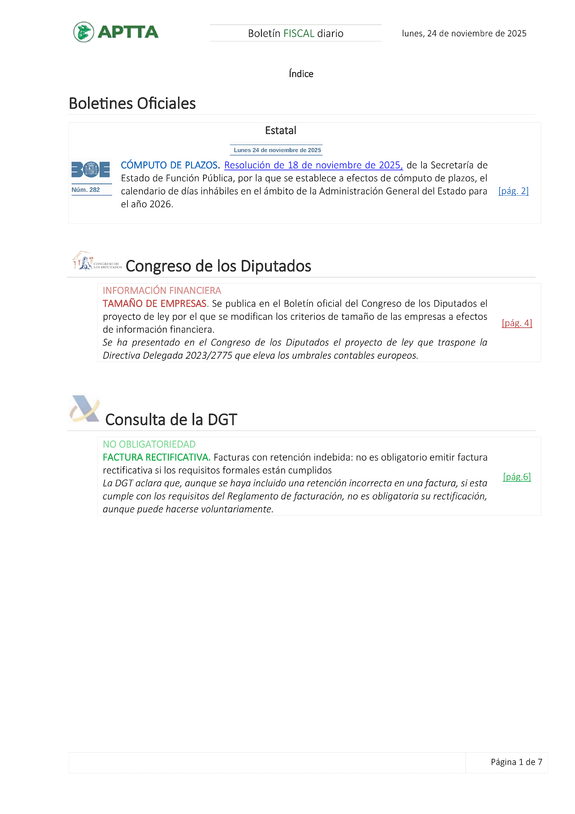 Boletín fiscal 24/11/2025