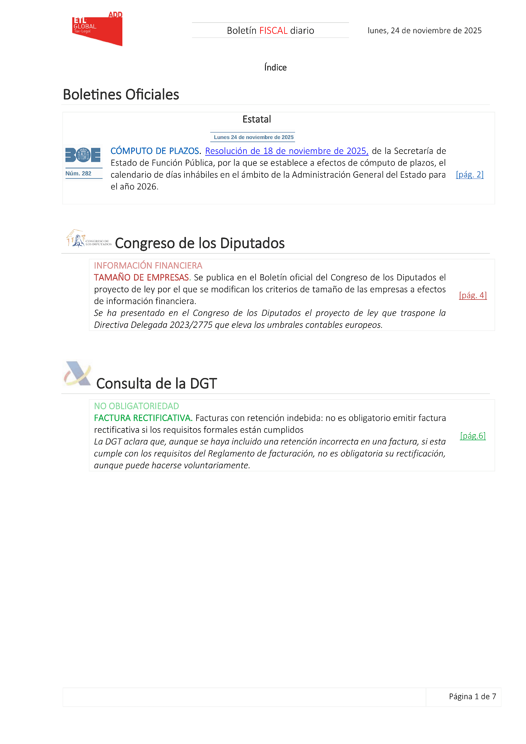 Boletín fiscal 24/11/2025