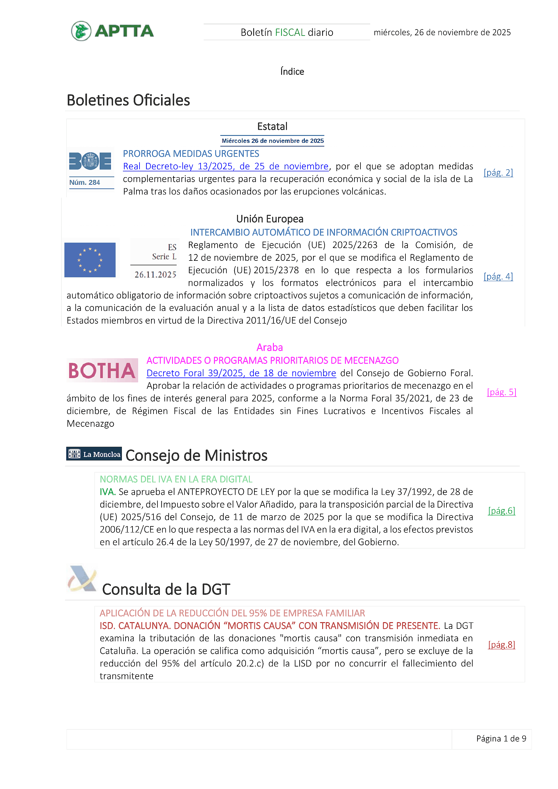 Boletín fiscal 26/11/2025