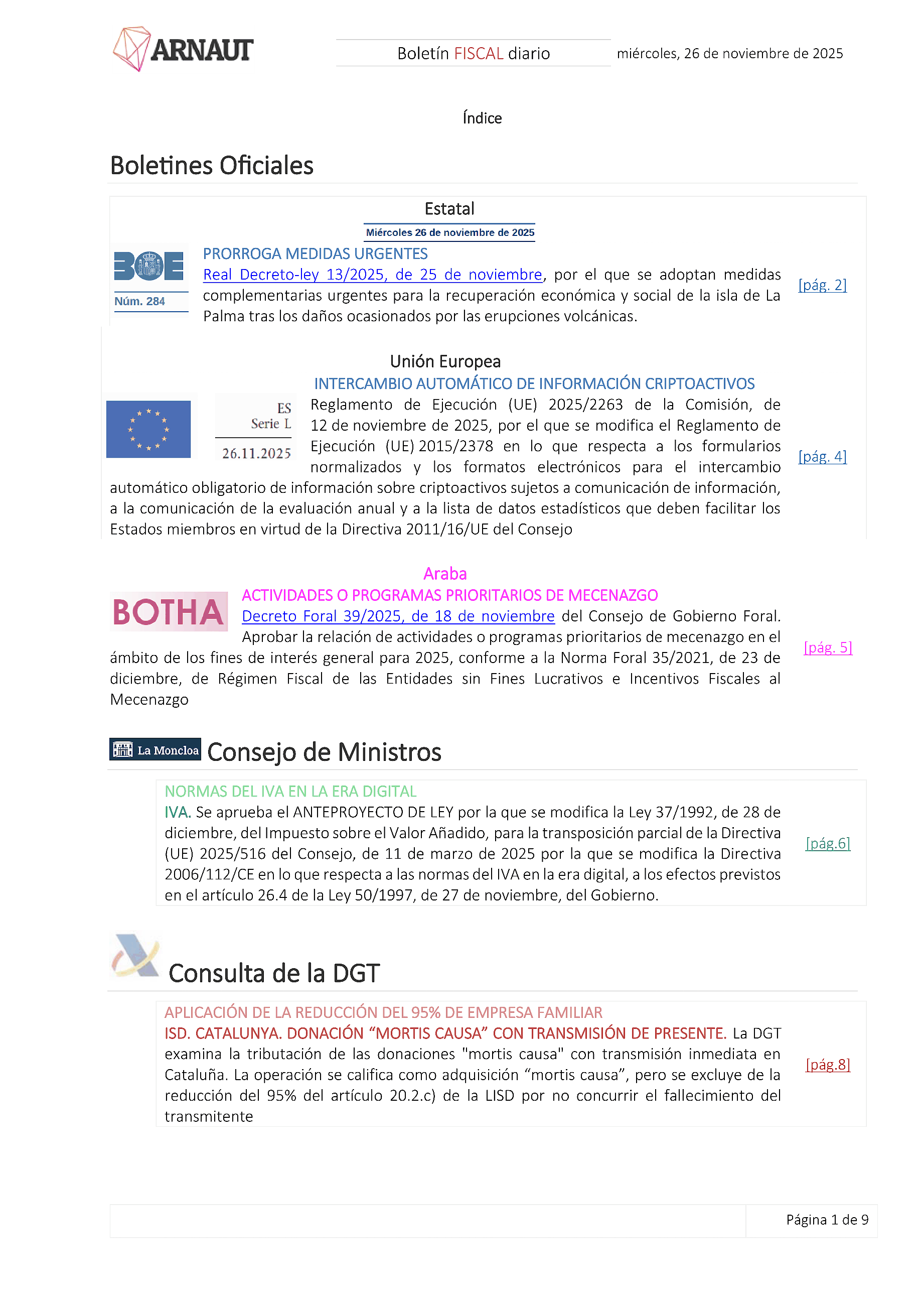 Boletín fiscal 26/11/2025