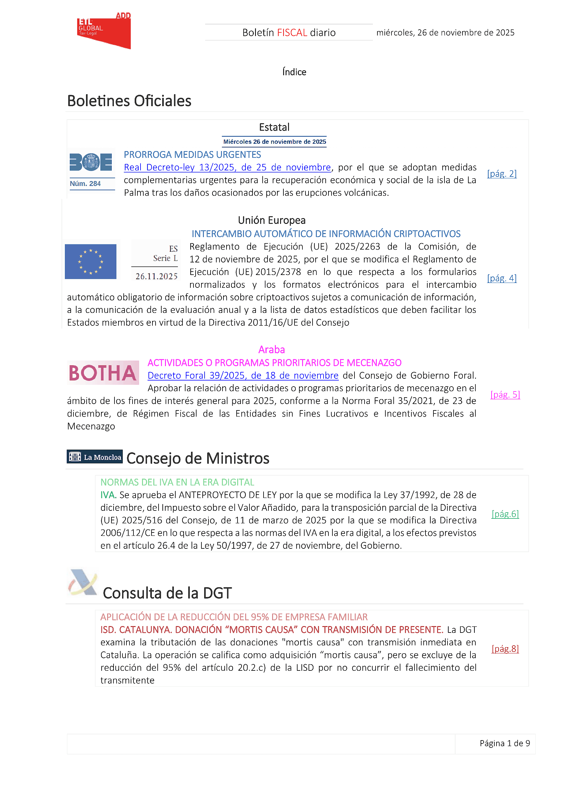 Boletín fiscal 26/11/2025