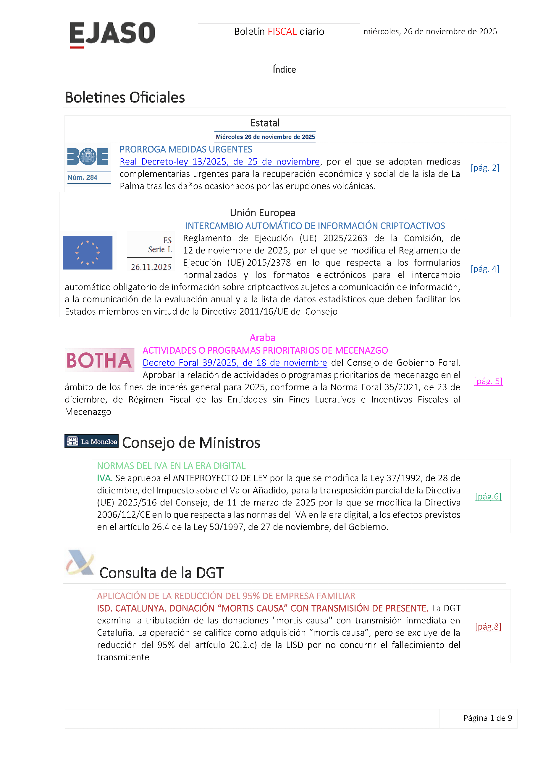 Boletín fiscal 26/11/2025