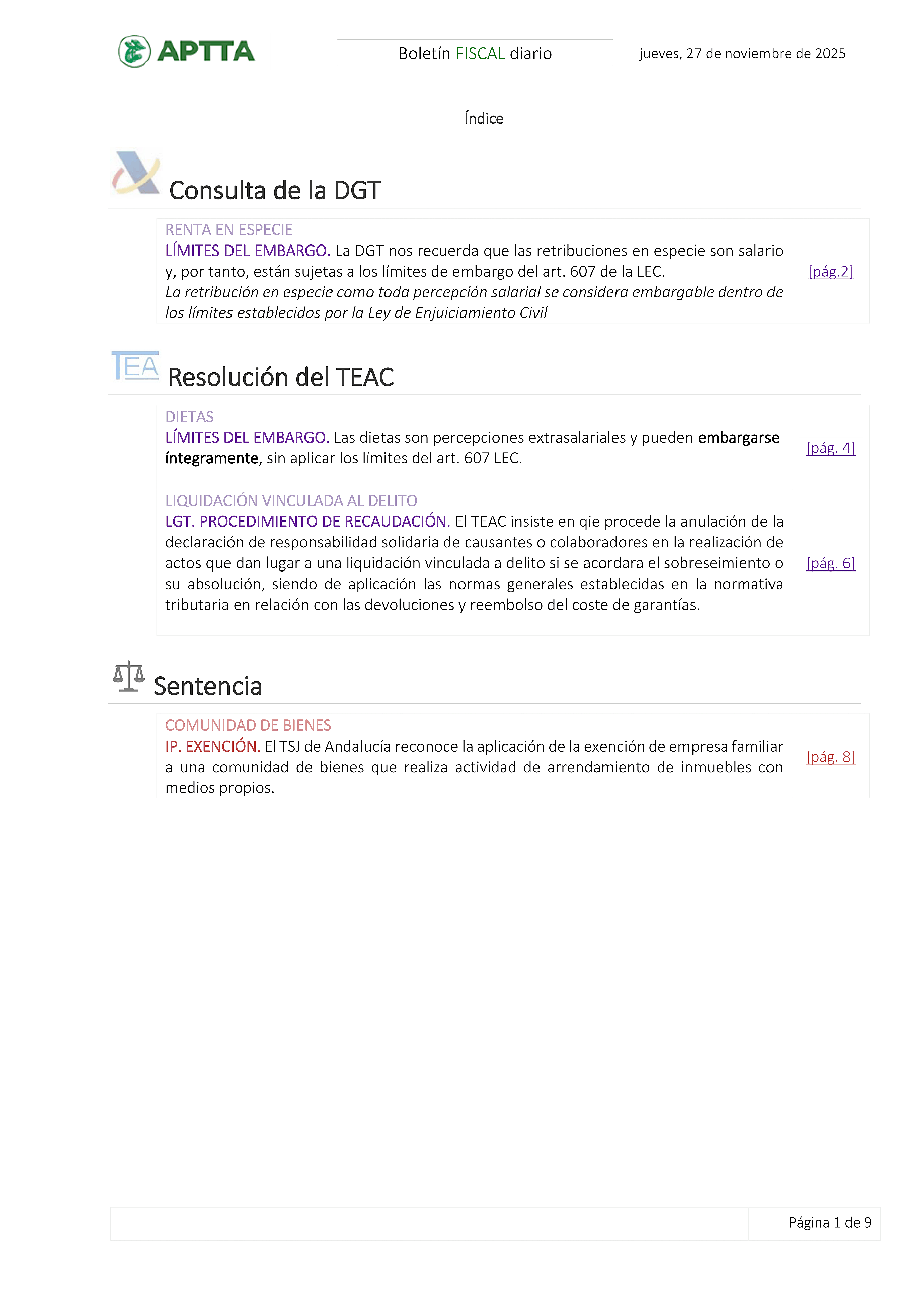 Boletín fiscal 27/11/2025