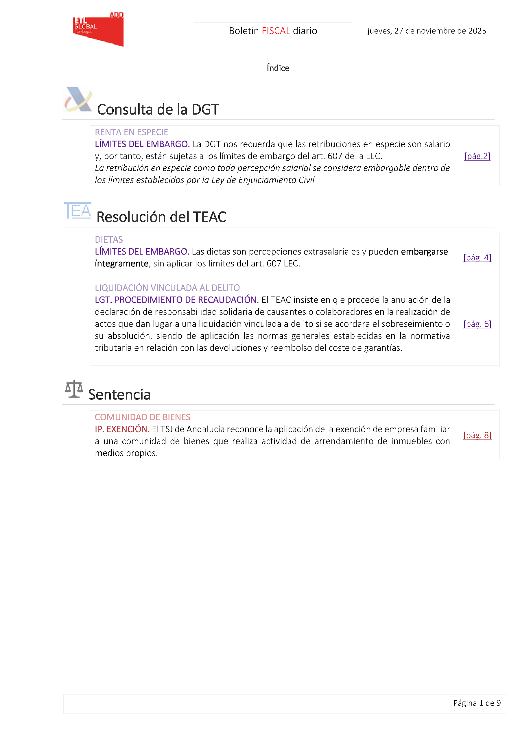 Boletín fiscal 27/11/2025
