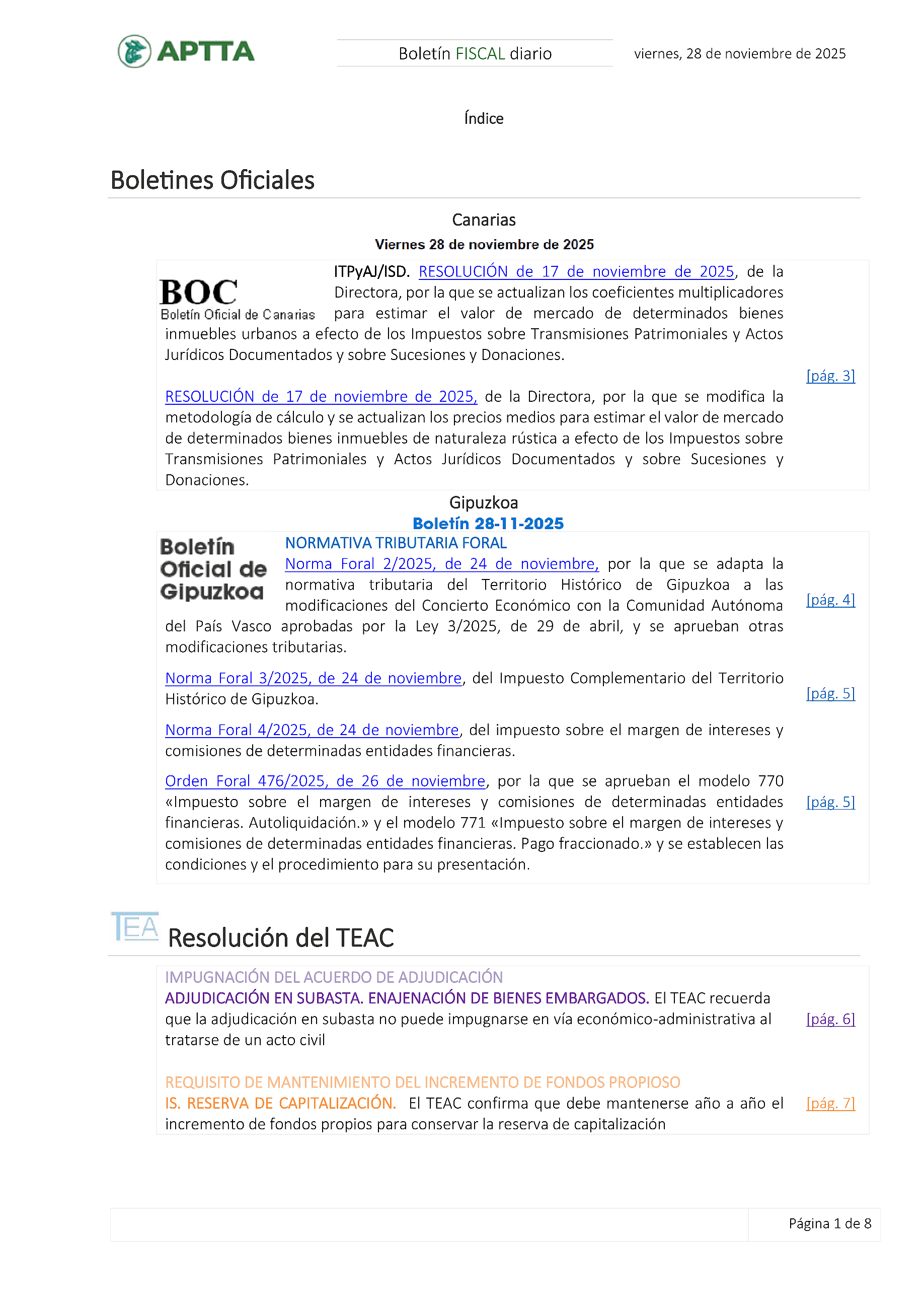 Boletín fiscal 28/11/2025