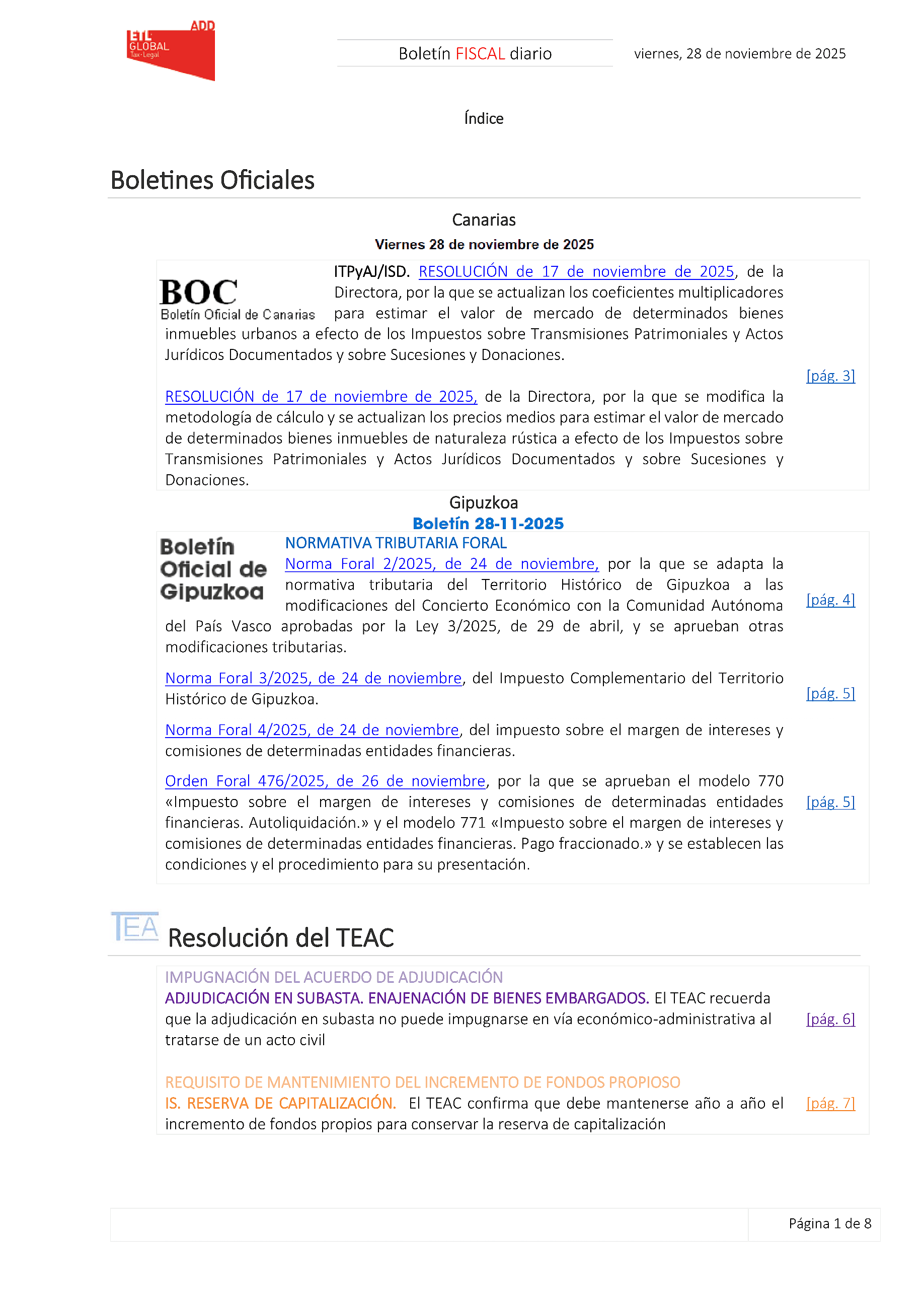 Boletín fiscal 28/11/2025