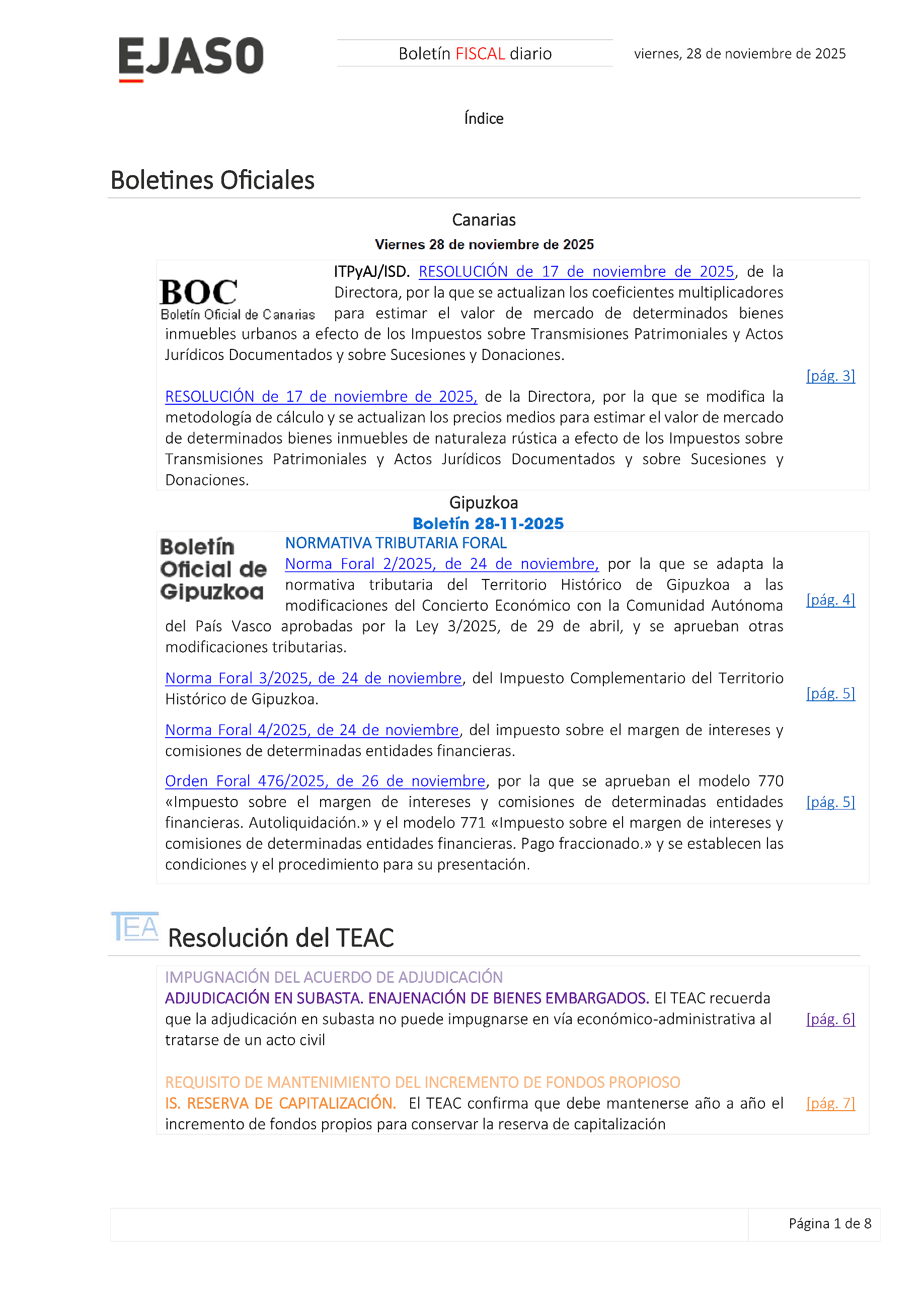 Boletín fiscal 28/11/2025