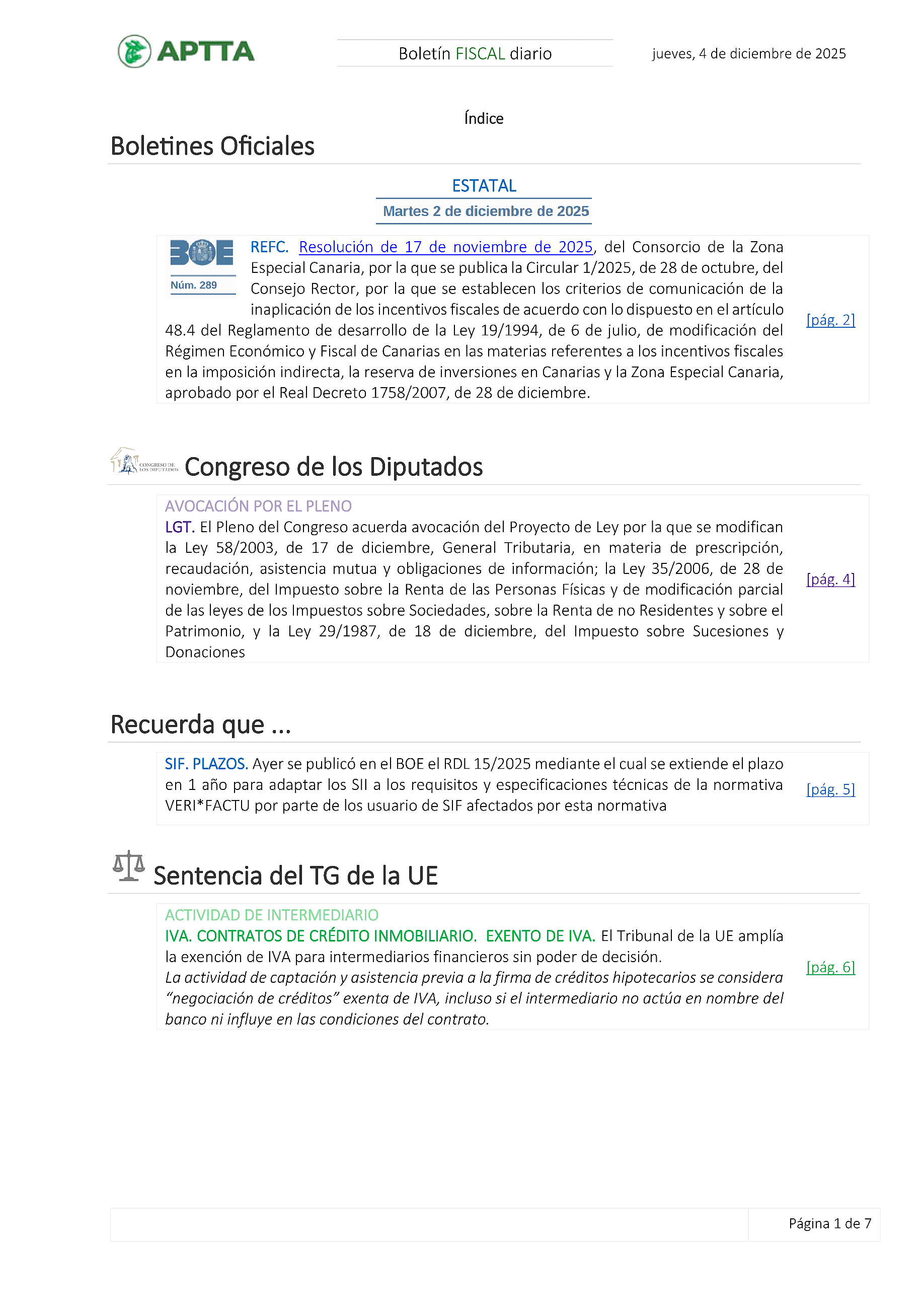 Boletín fiscal 04/12/2025