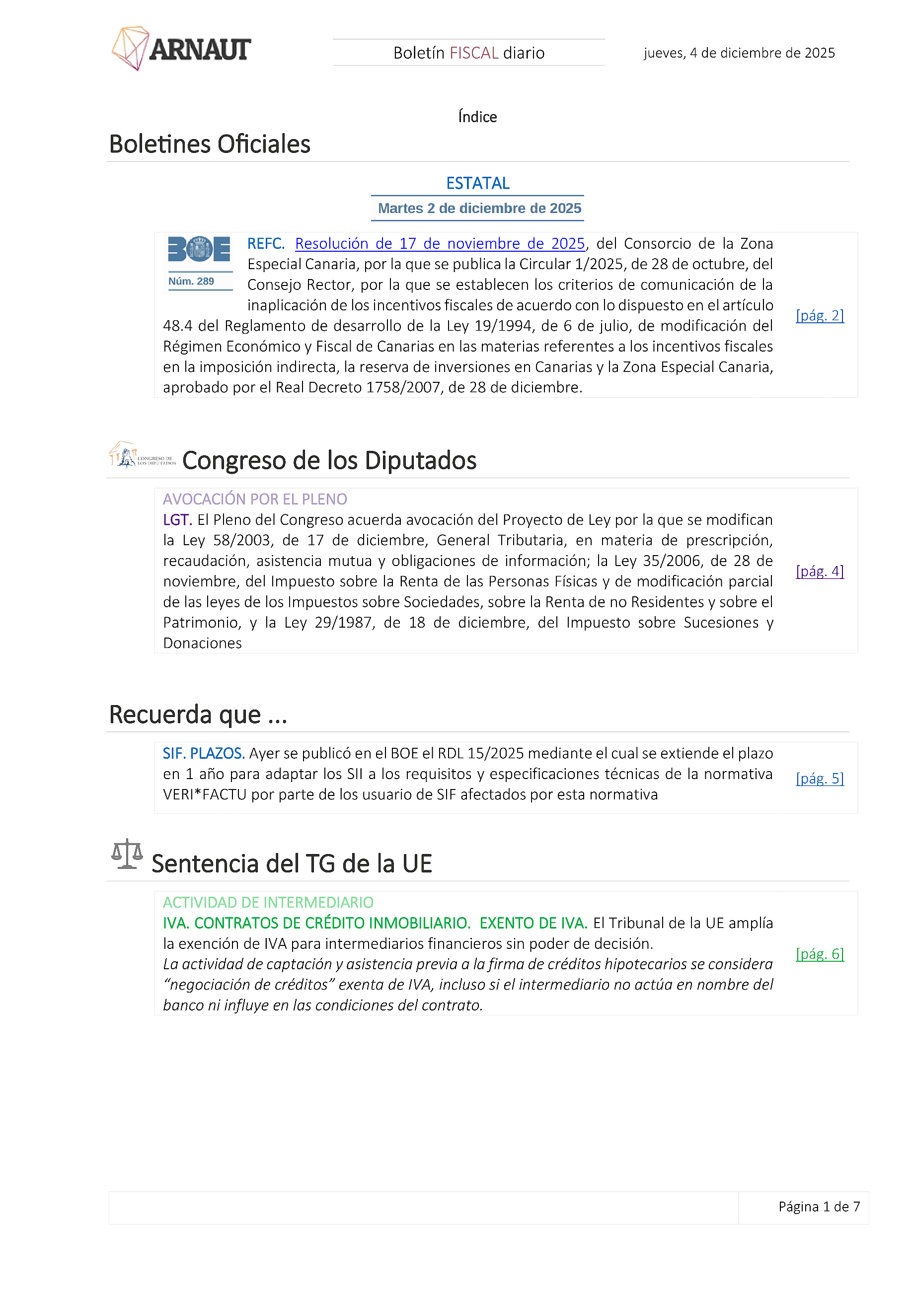 Boletín fiscal 04/12/2025